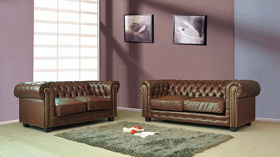 JVmoebel Chesterfield-Sofa, Chesterfield 3+2 Sitzer Garnitur Sofa Couch | Chesterfield-Sofas