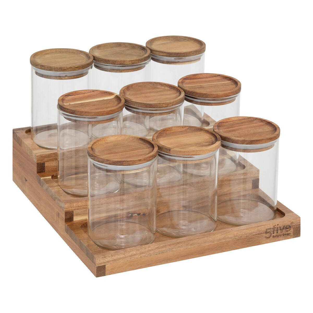 5five Simply Smart Vorratsglas Glasbehälter für Gewürze auf dem Holzregal HARMONY, 180 ml, 9er-Set, Glas, (einzeln, einzeln)