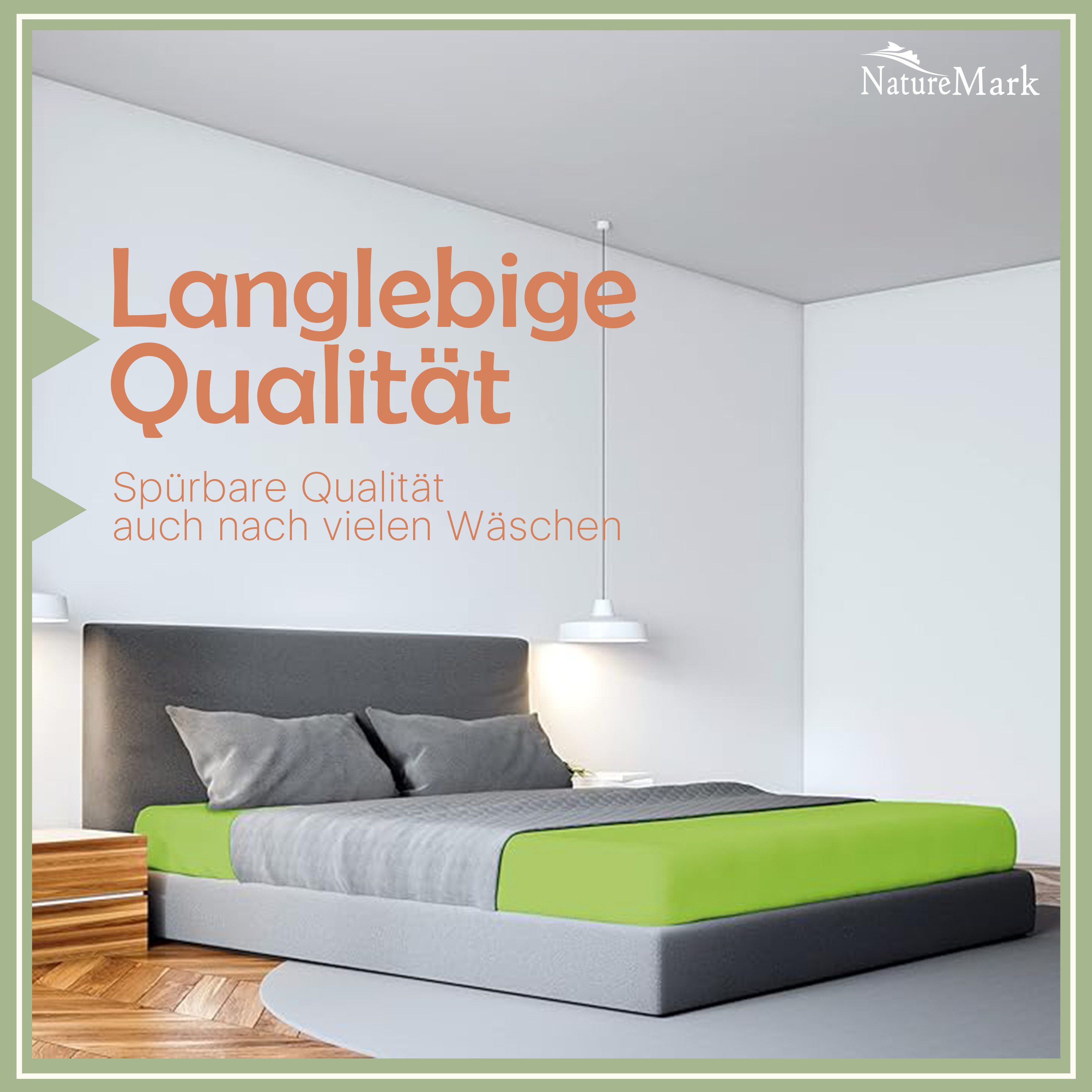 NatureMark Spannbettlaken Mikrofaser Spannbetttuch, Polyester, Gummizug: rundum, viele Größen und Farben Markenware, 90x200cm, Apfel grün – Bild 4 von 5