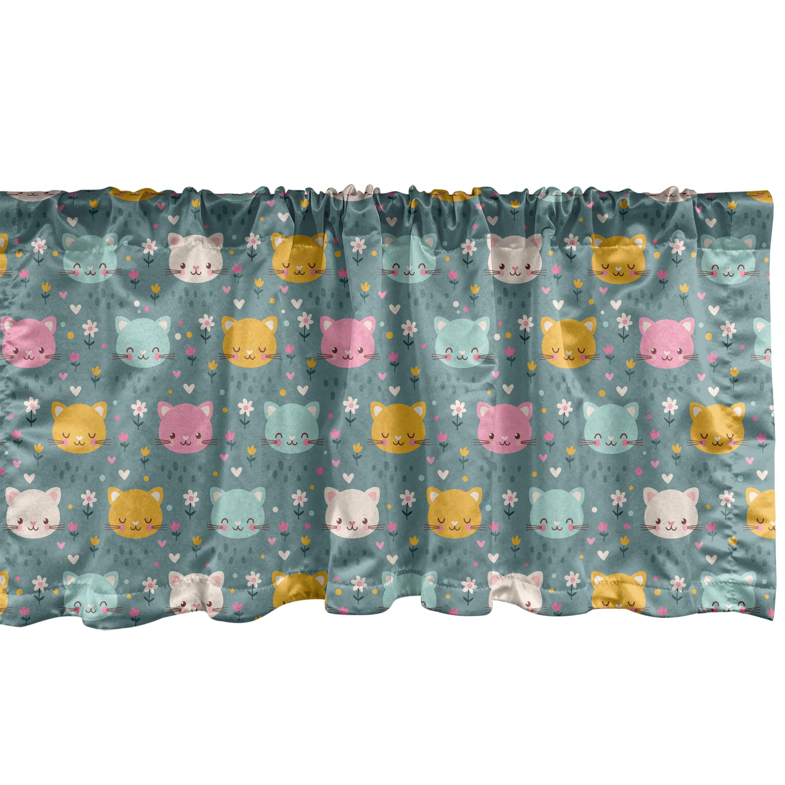 Scheibengardine Vorhang Volant für Küche Schlafzimmer Dekor mit Stangentasche, Abakuhaus, Microfaser, Kindergarten Smiling Cartoon Mäuse