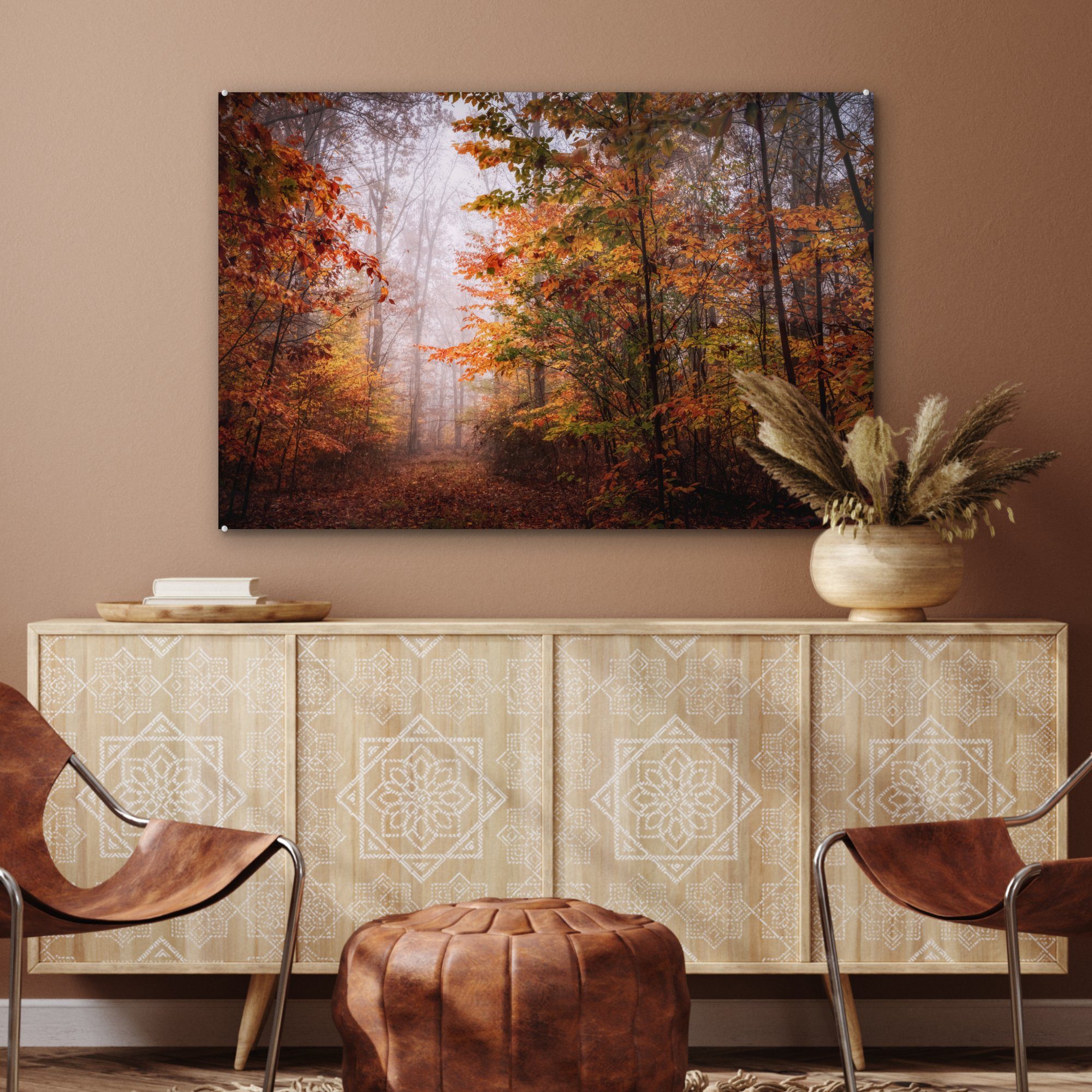 New Acrylglasbilder in (1 den & Schlafzimmer St), MuchoWow Wohnzimmer Herbst von Acrylglasbild Jersey, Wäldern