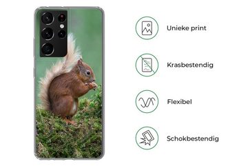 MuchoWow Handyhülle Eichhörnchen - Wald - Moos, Phone Case, Handyhülle Samsung Galaxy S21 Ultra, Silikon, Schutzhülle