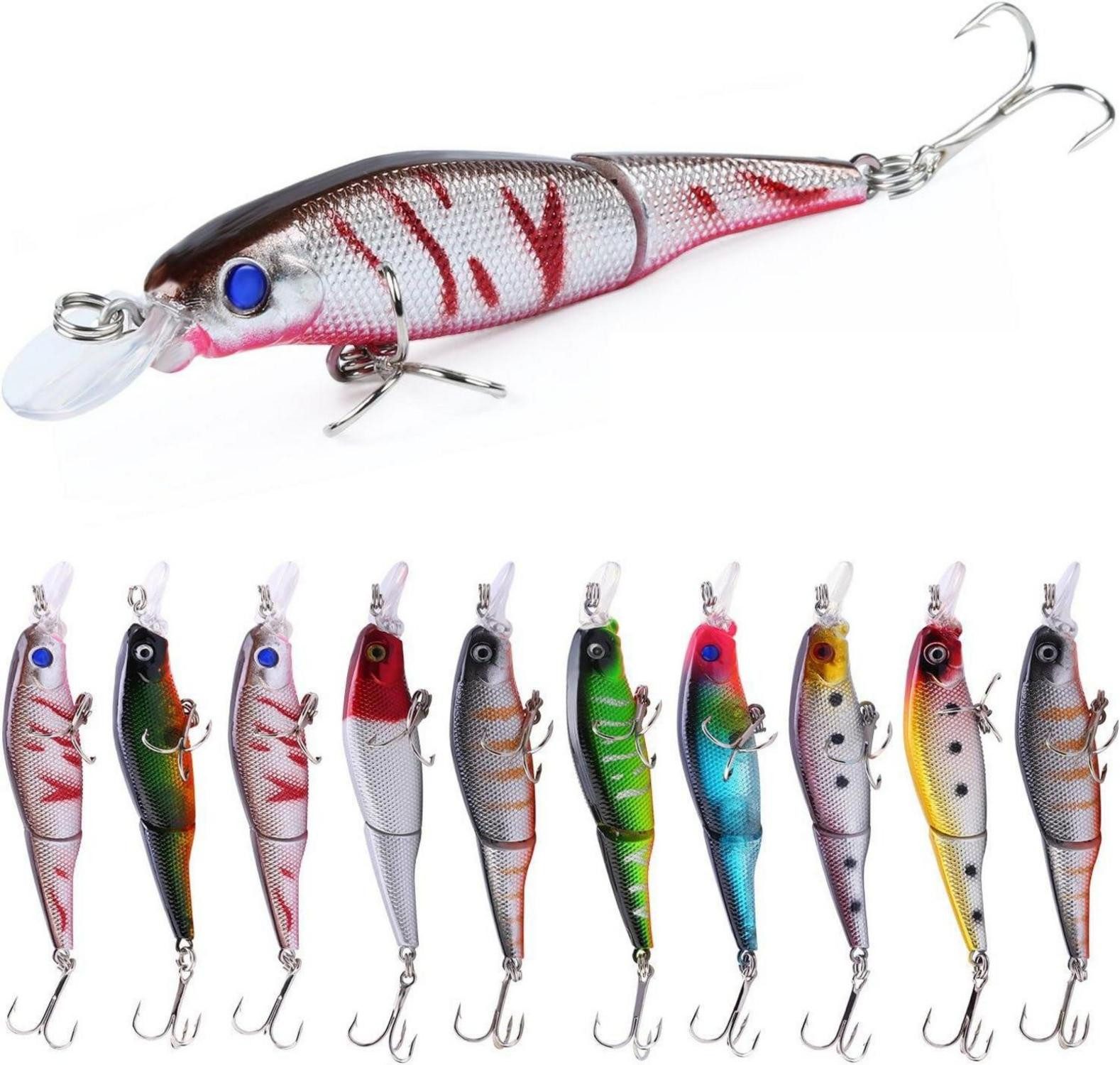 LuxusKollektion Jighaken Minnow Angelköder Set harte Köder Forelle Barsch Angeln 10 Stück