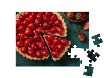 puzzleYOU Puzzle Stück Erdbeerkuchen, 48 Puzzleteile, puzzleYOU-Kollektionen Kuchen, Essen und Trinken