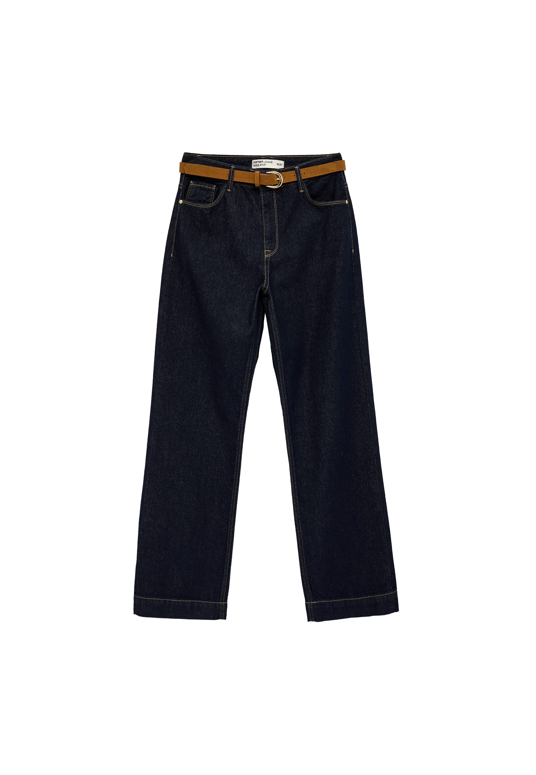 Koton Relax-fit-Jeans Koton Baumwoll-Jeans Mit Gürtel