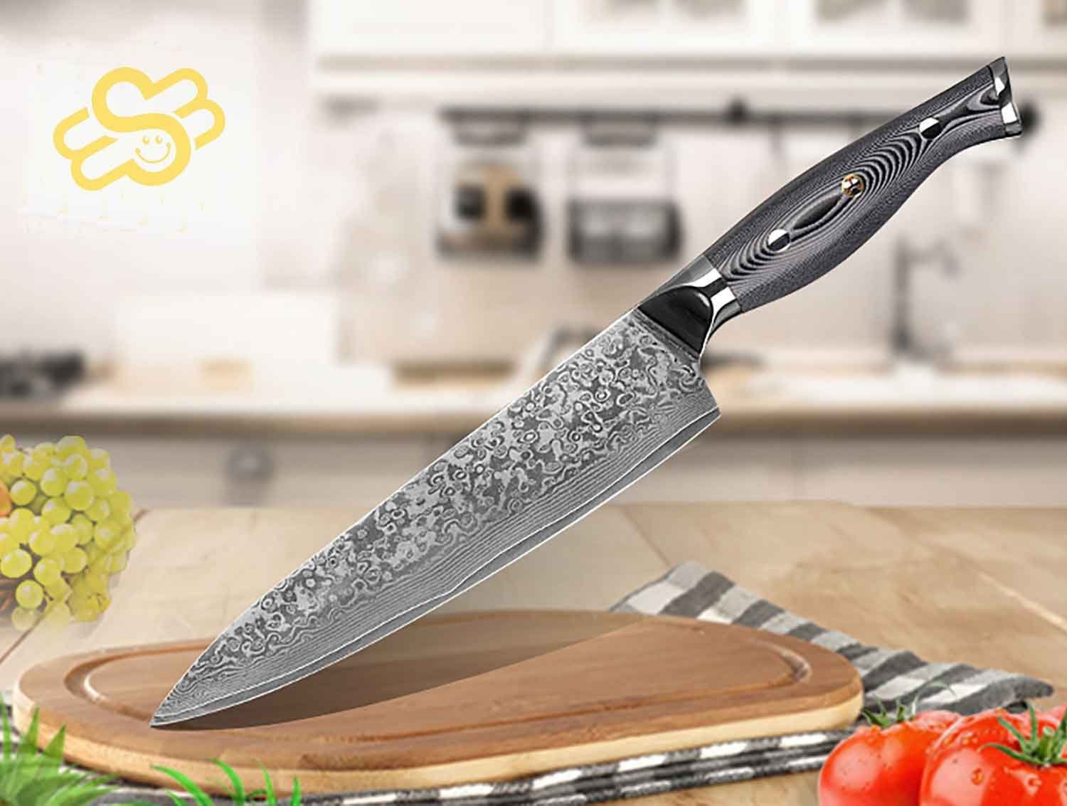 Muxel Kochmesser Kochmesser Küchenmesser Carbon Damast-Klinge Damastmesser Messer 62