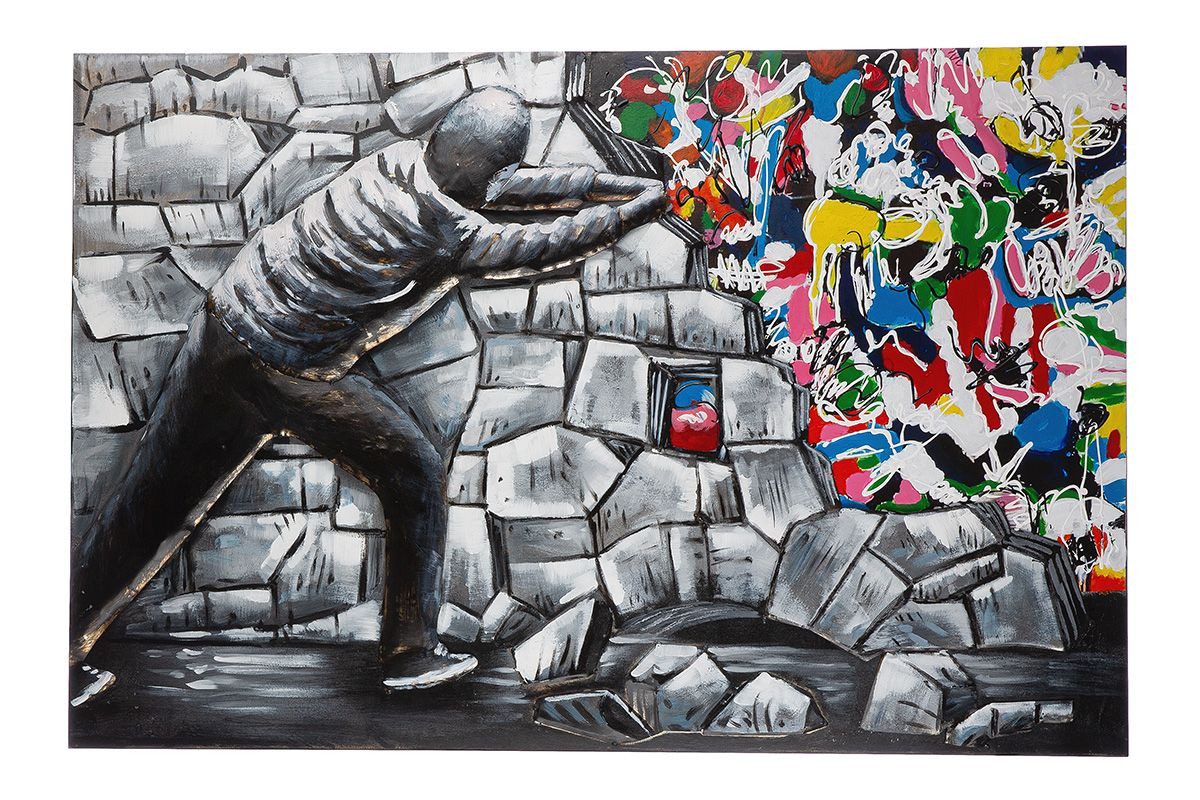 GILDE Wandbild Bild, rechteckig, "Versteckte Kunst", Graffitimotiv, grau B120cm