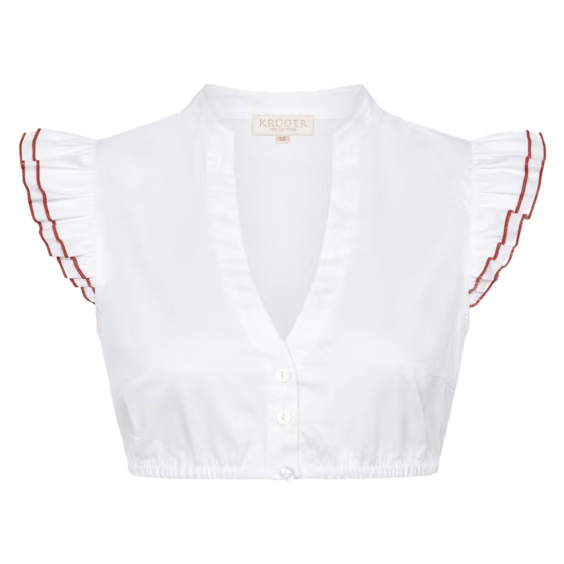 Krüger Madl Dirndlbluse Dirndlbluse Scott´s Pearl weiß Flügelärmel bordeaux