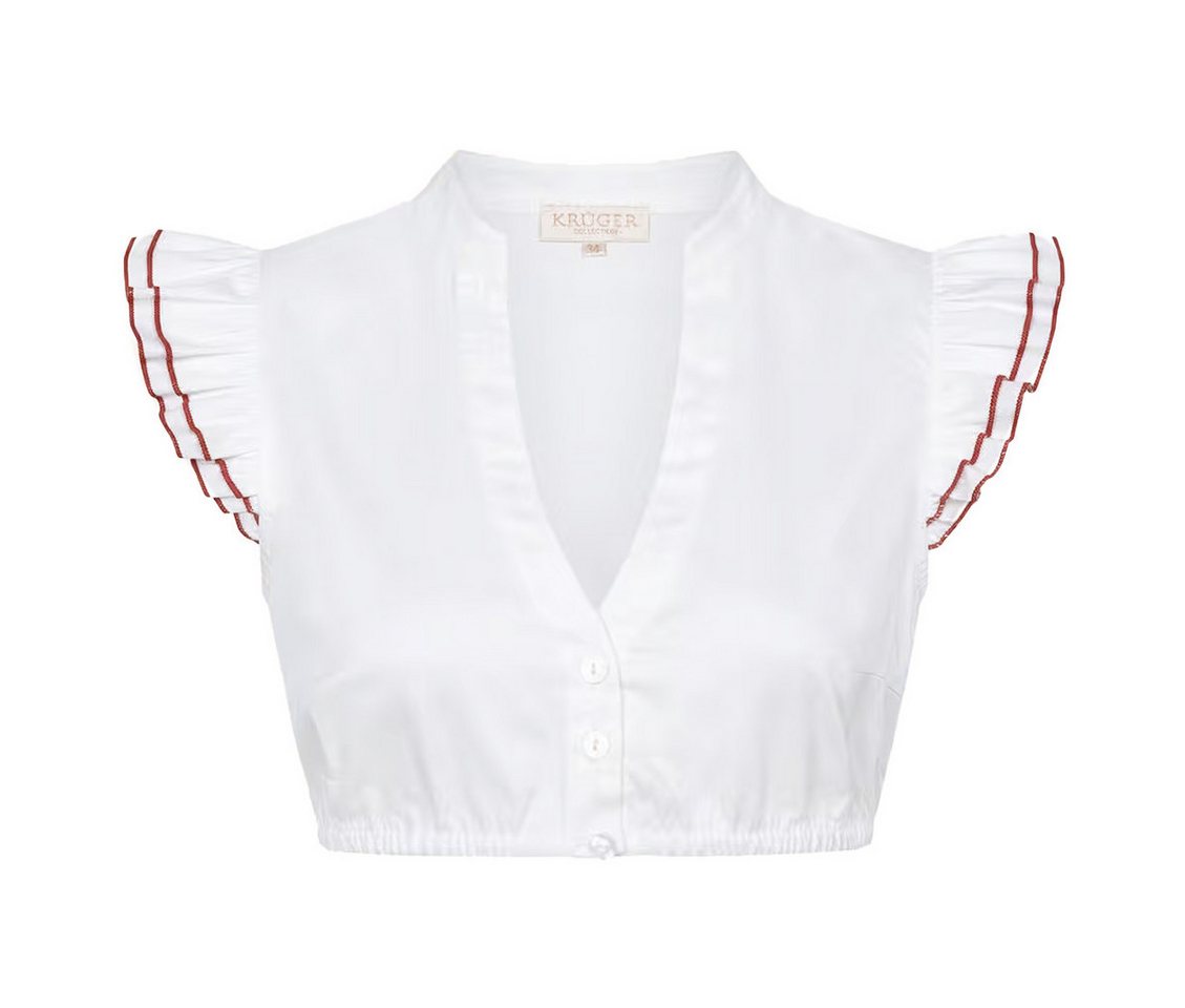 Krüger Madl Dirndlbluse Dirndlbluse Scott´s Pearl weiß Flügelärmel bordeaux