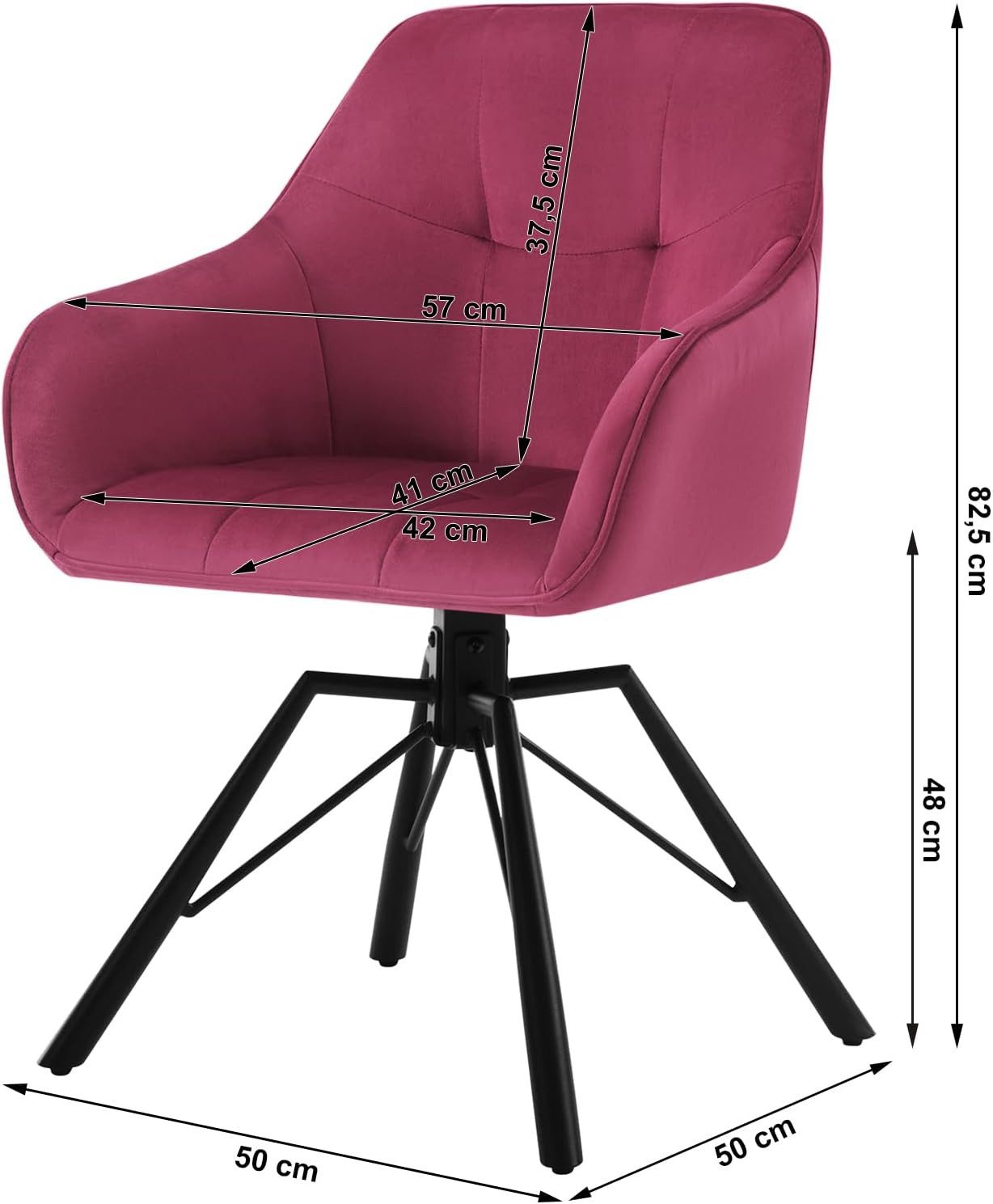 Woltu Polsterstuhl (6 St), drehbar Esszimmerstuhl mit Armlehnen Rückenlehne