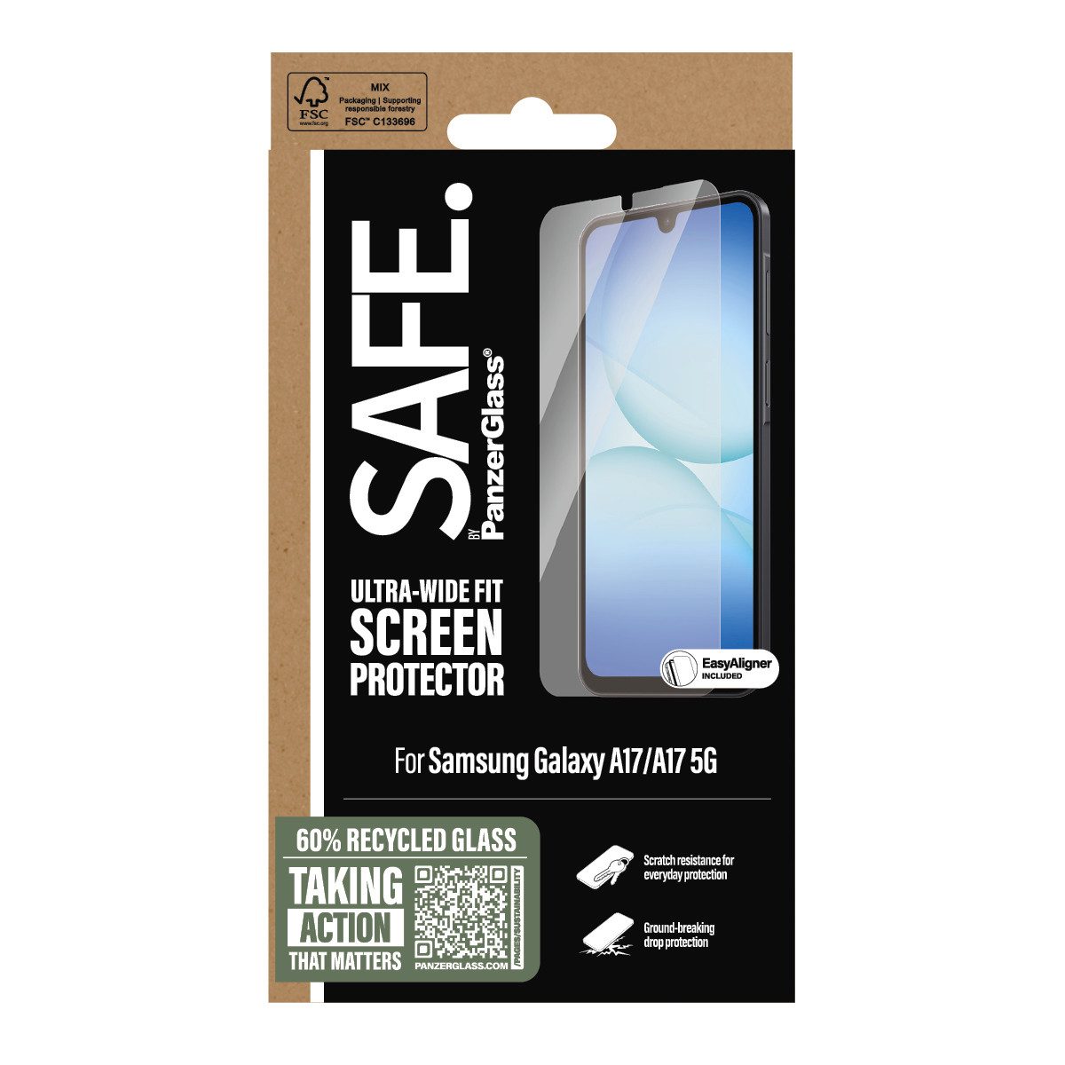SAFE by PanzerGlass Displayschutzglas Ultra-Wide Fit Screen Protector für Samsung Galaxy A17, Samsung Galaxy A17 5G, Displayschutzfolie, Schutzfolie, Bildschirm – Bild 4 von 4