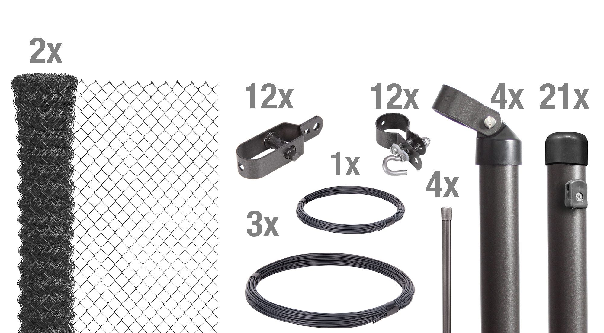 Alberts Zaun Alberts 634896 Maschendrahtzaun als Zaun-Komplettset, zum Einbetoniere, Maschendrahtzaun-Komplettset Drahtzaun, zum Einbetonieren, grün oder a