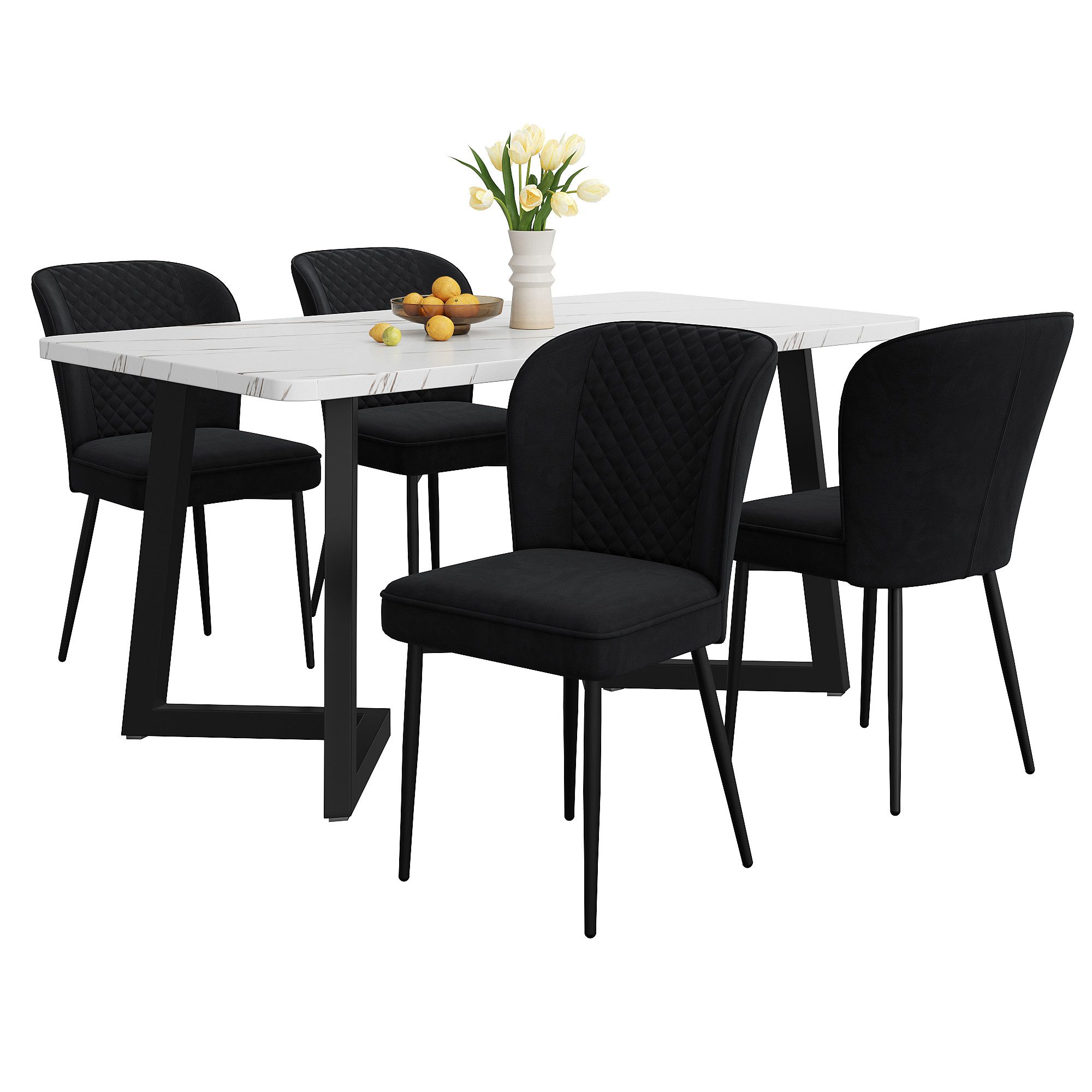 Odikalo Esszimmer-Set Küchentisch Set Esstisch+Stuhl (1+4) günstig online kaufen