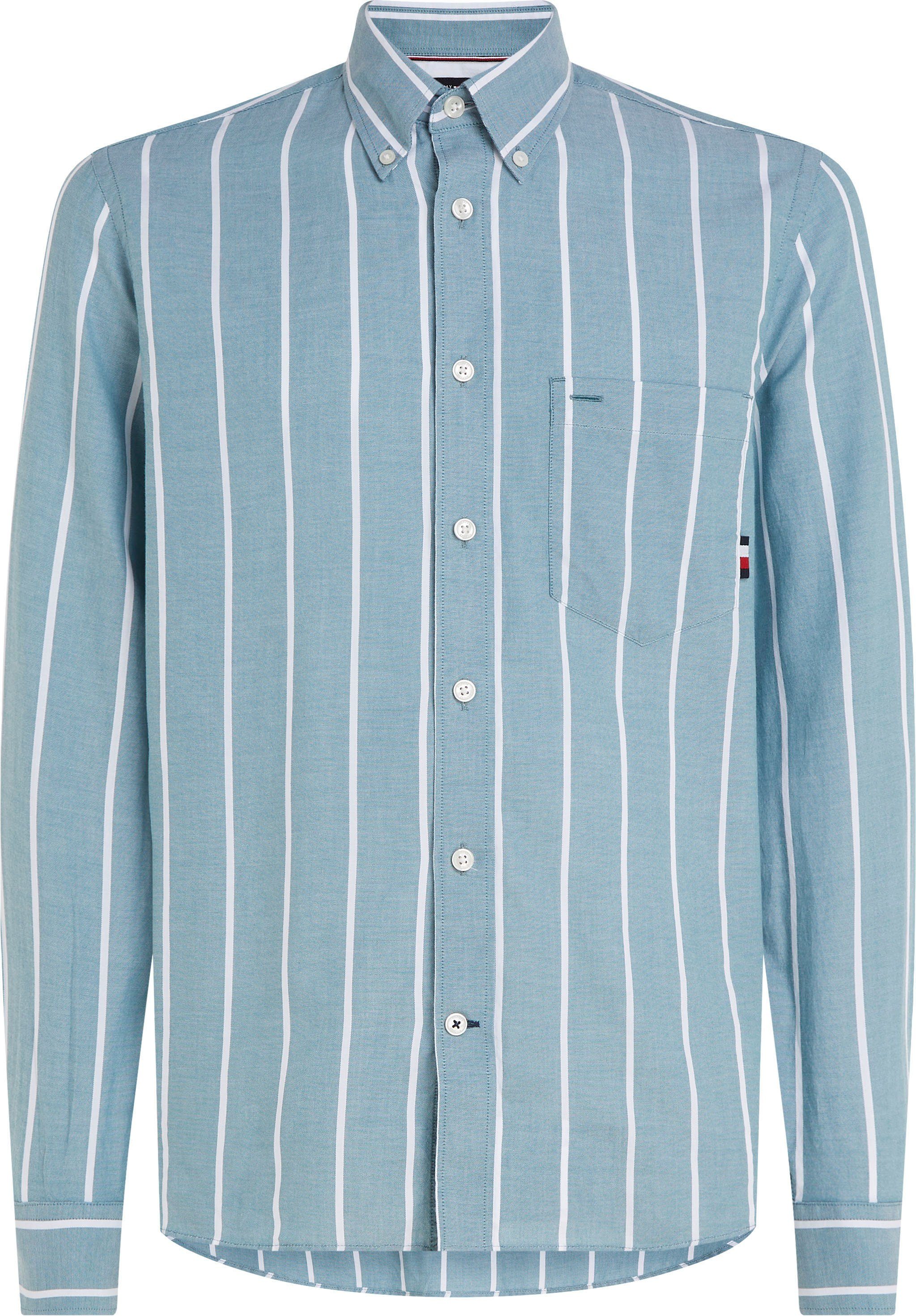 Frosted RF SHIRT White Button-down-Kragen STRIPE Hilfiger Langarmhemd mit OXFORD Tommy Green/Optic