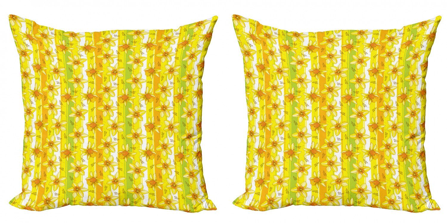 Kissenbezüge Narcissus (2 Doppelseitiger Accent Blossom Stück), Abakuhaus Blume Modern Gelbe Digitaldruck,