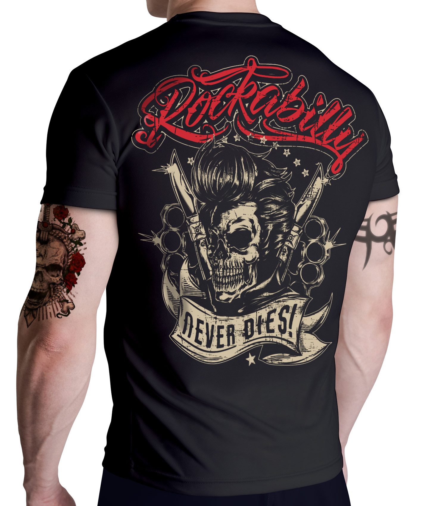GASOLINE BANDIT® T-Shirt Old School Shirt Big Size Print - Rockabilly Never Dies