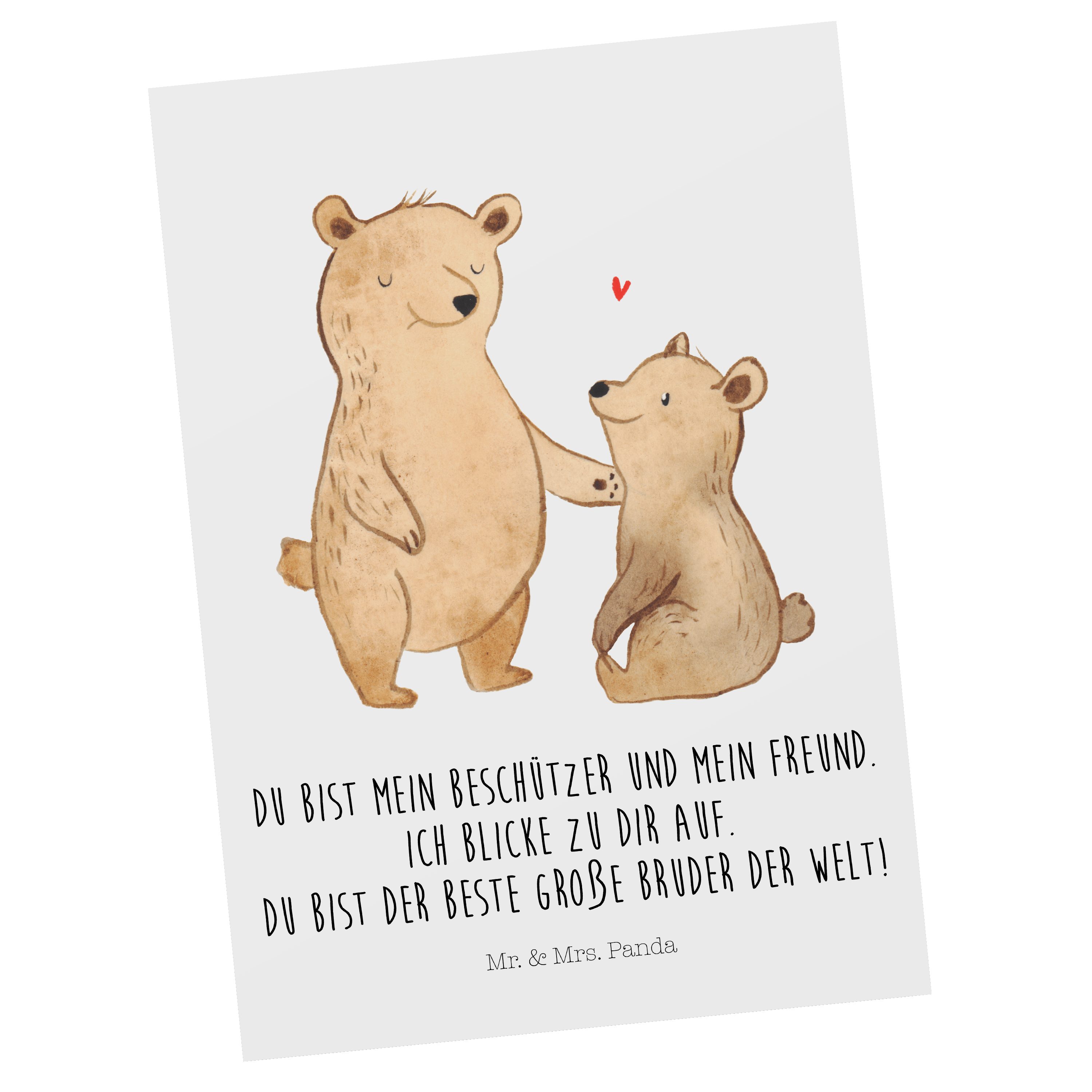 Mr. & Mrs. Panda Postkarte Bär Großer Bruder - Weiß - Geschenk, Geschenkkarte, Geburtstagskarte