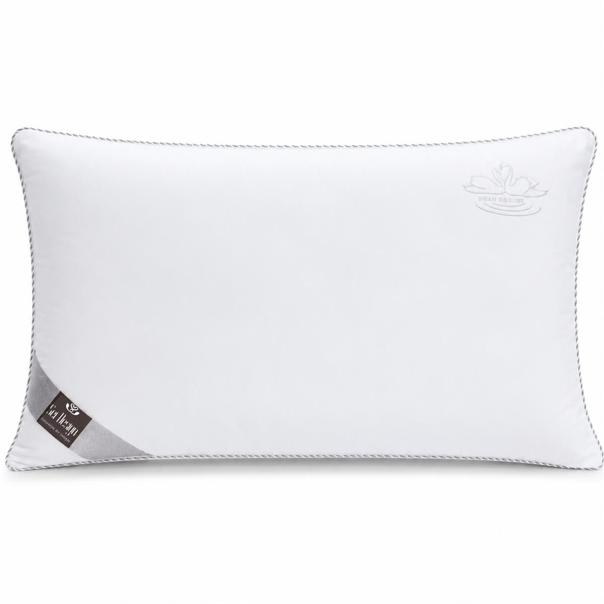 SEI Design Kopfkissen SWAN de Luxe Kopfkissen 40x80 Mikrofaser vegan, Füllung: 100% Polyester Mikrofaser, Bezug: Baumwolle, Seitenschläfer, Bauchschläfer, Rückenschläfer, Schlafkissen, mit Innenkissen, Vegane Alternative zu Daunen