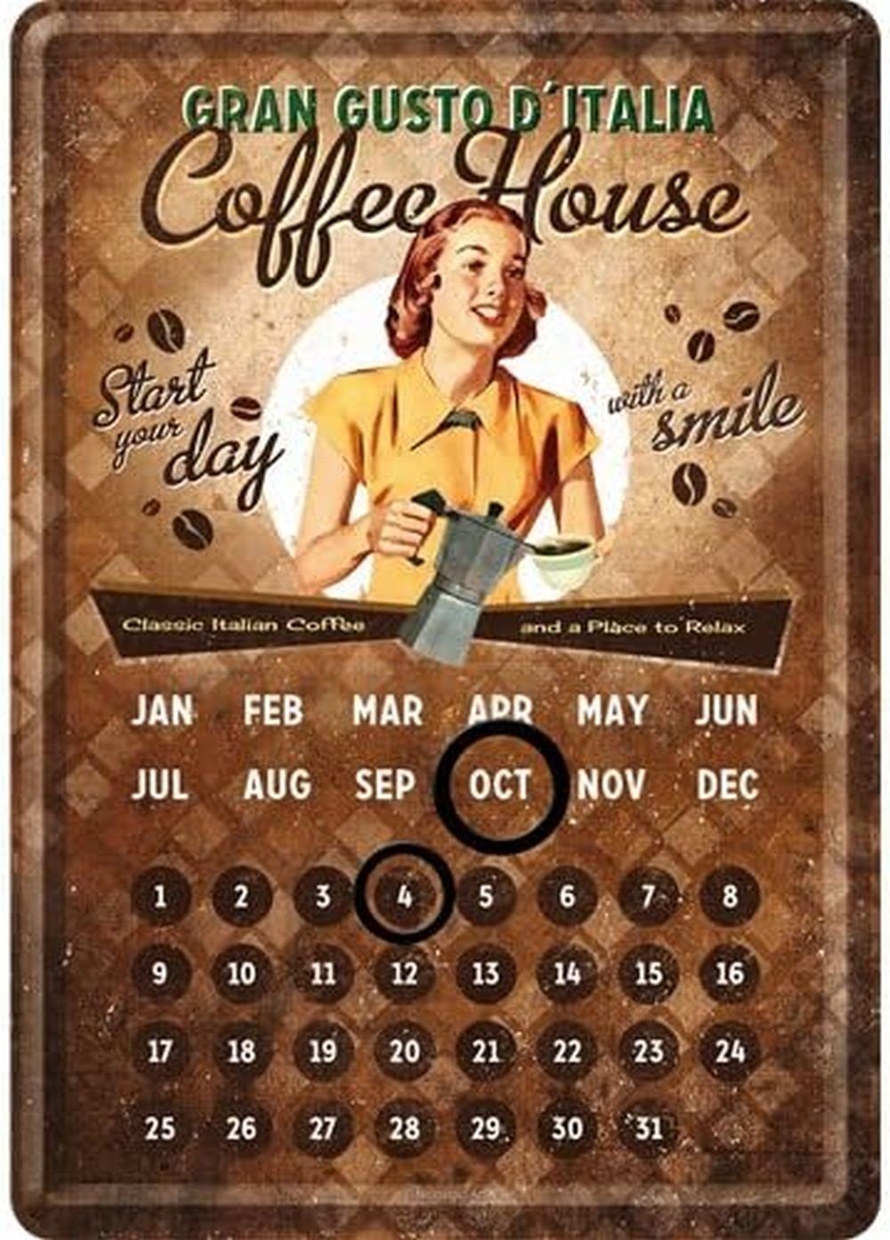 Nostalgic-Art Metallschild Blechpostkarte/Tischkalender - Coffee House