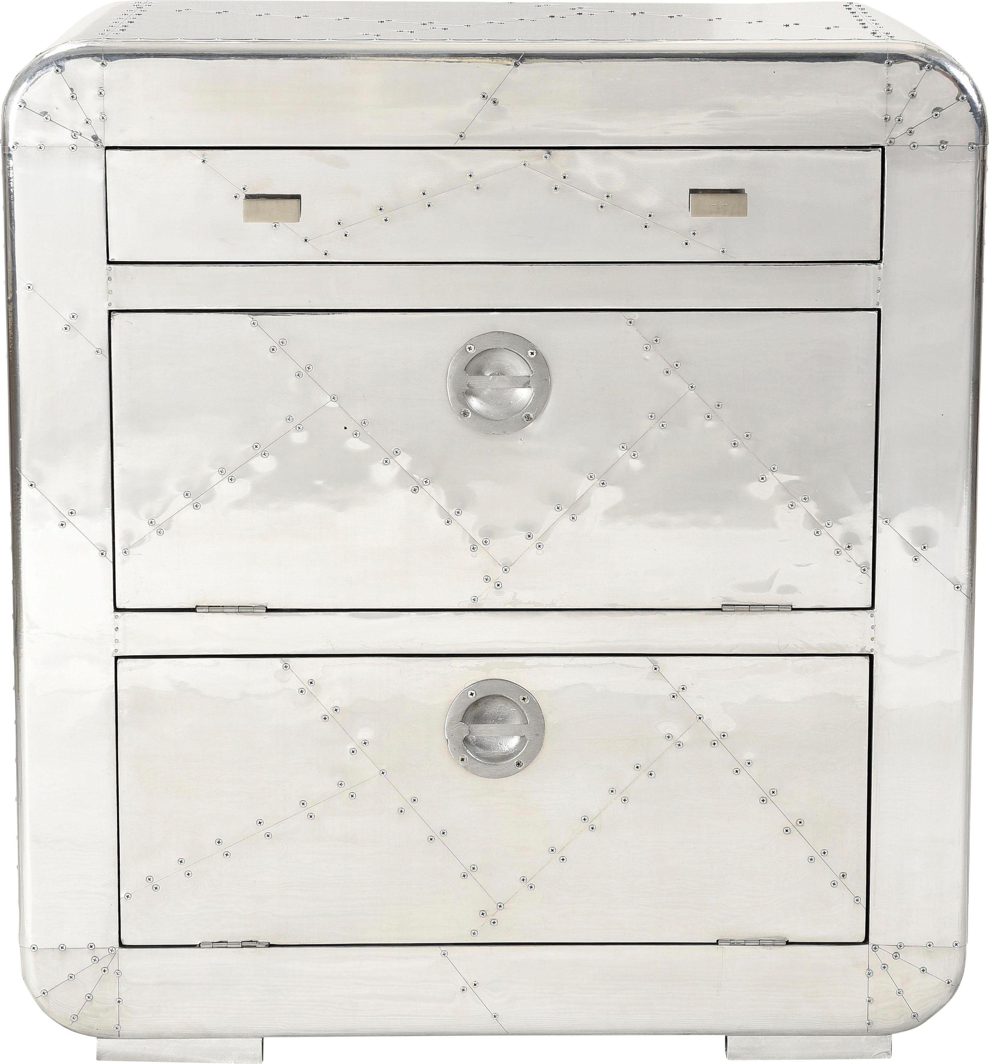 SIT Schuhschrank Airman – Schuhkommode aus Altholz Schuhschrank Altholz mit Alu‑Beschlägen