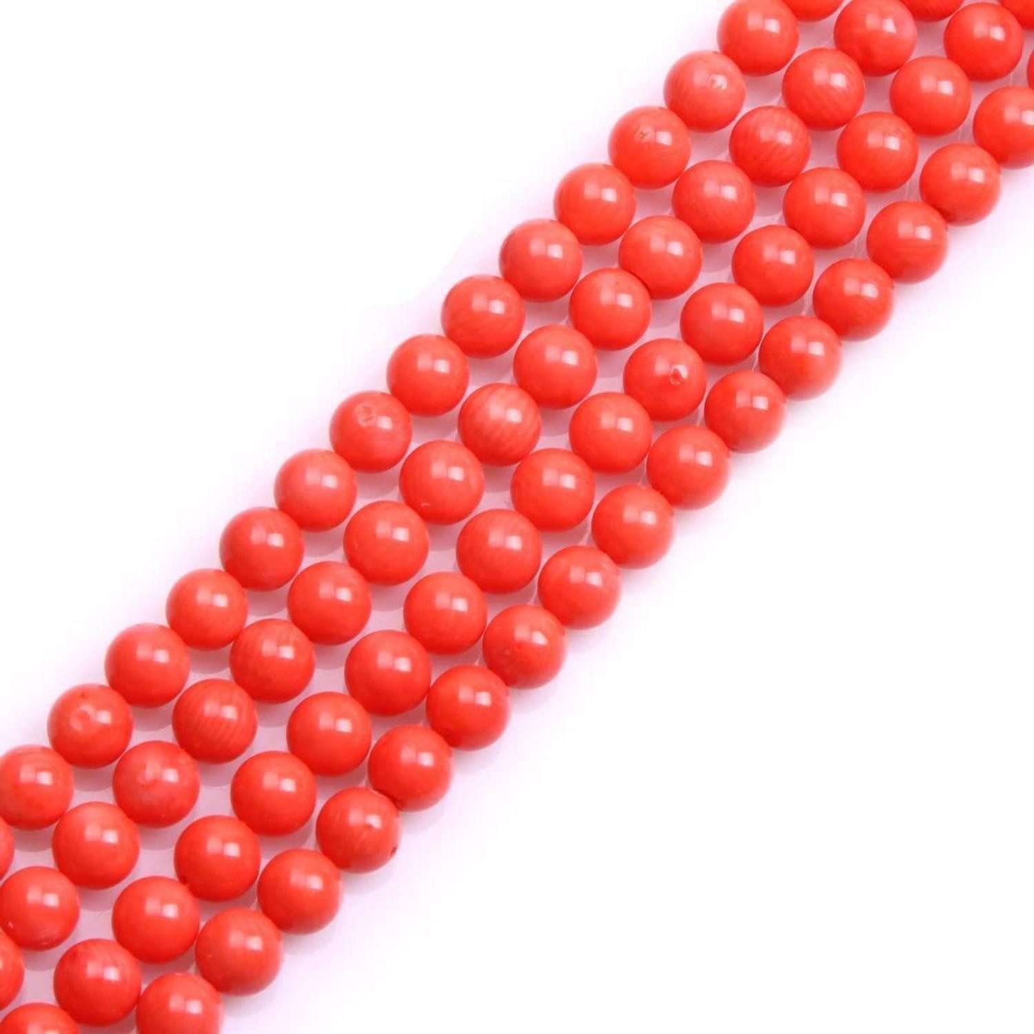 LuxusKollektion Bastelperlen Edelsteinperlen Koralle orange 8mm 38cm, (63-tlg)