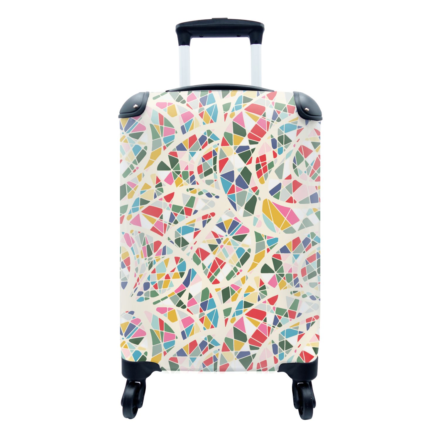 MuchoWow Handgepäckkoffer Mosaik - Abstrakt - Muster, 4 Rollen, Reisetasche mit rollen, Handgepäck für Ferien, Trolley, Reisekoffer