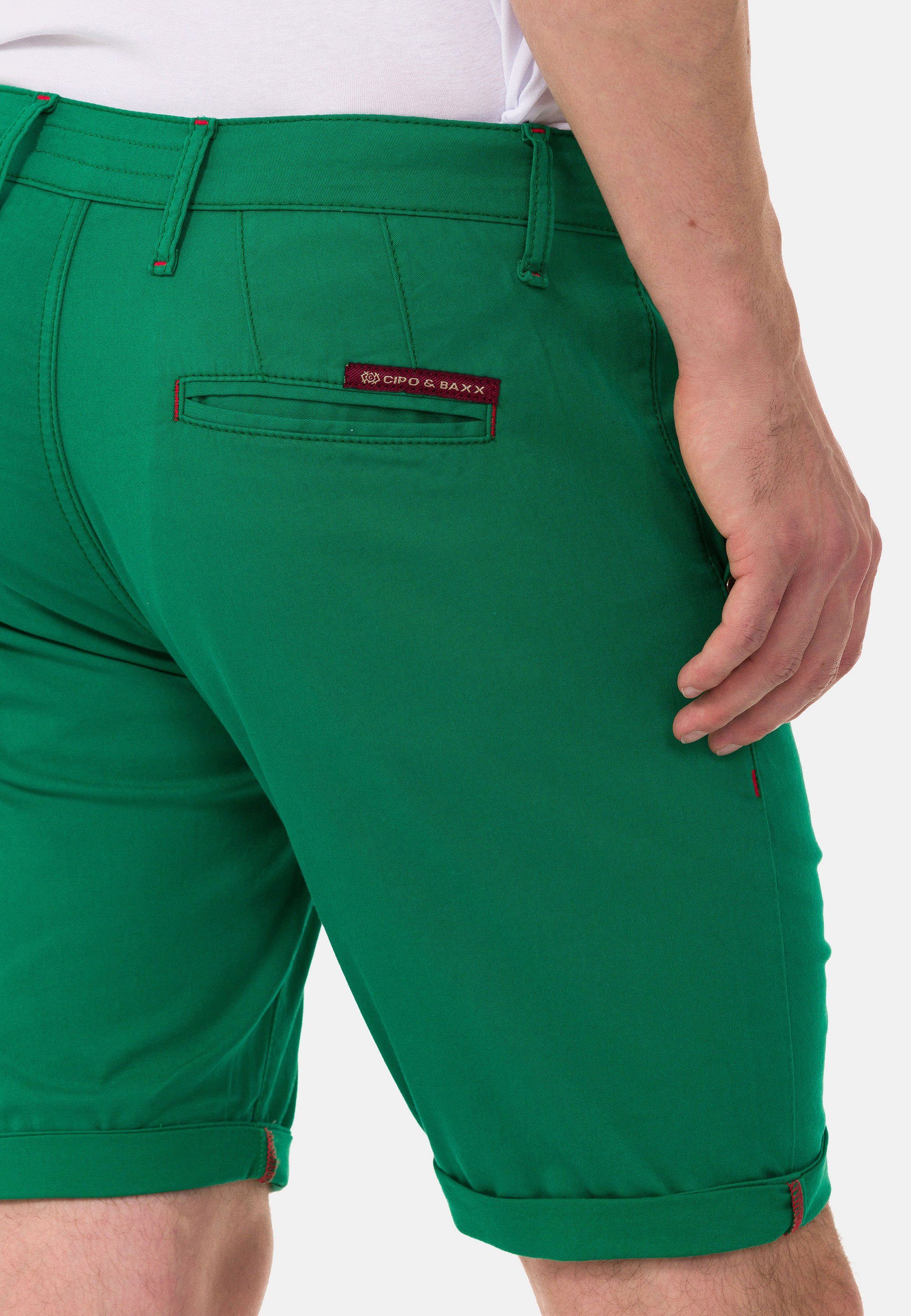 einfarbigen Shorts Baxx Look & Cipo grün im
