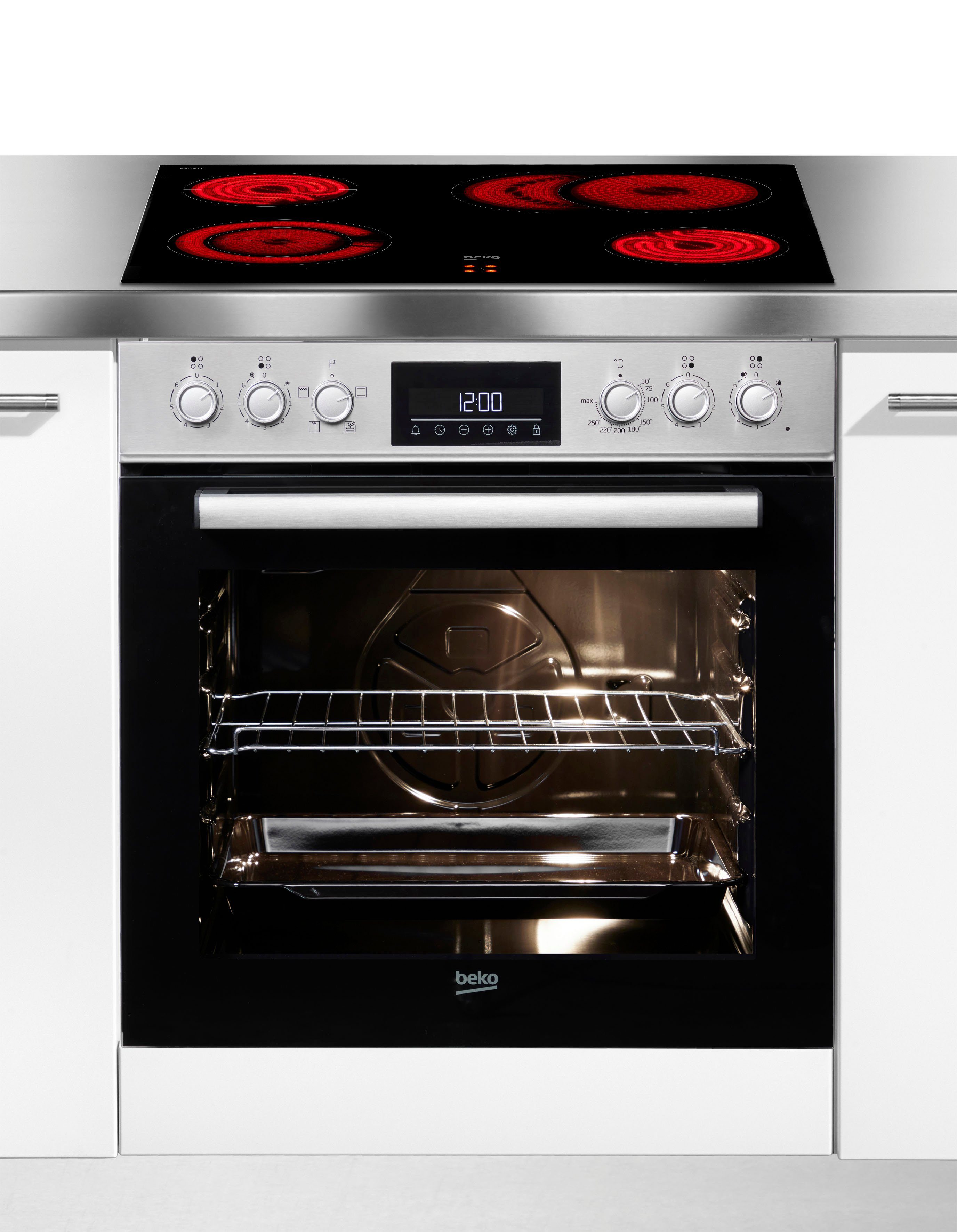 BEKO Elektro-Herd-Set BBUC1132T0X, Klassisches Herd-Set mit komfortabler Backofenfunktion