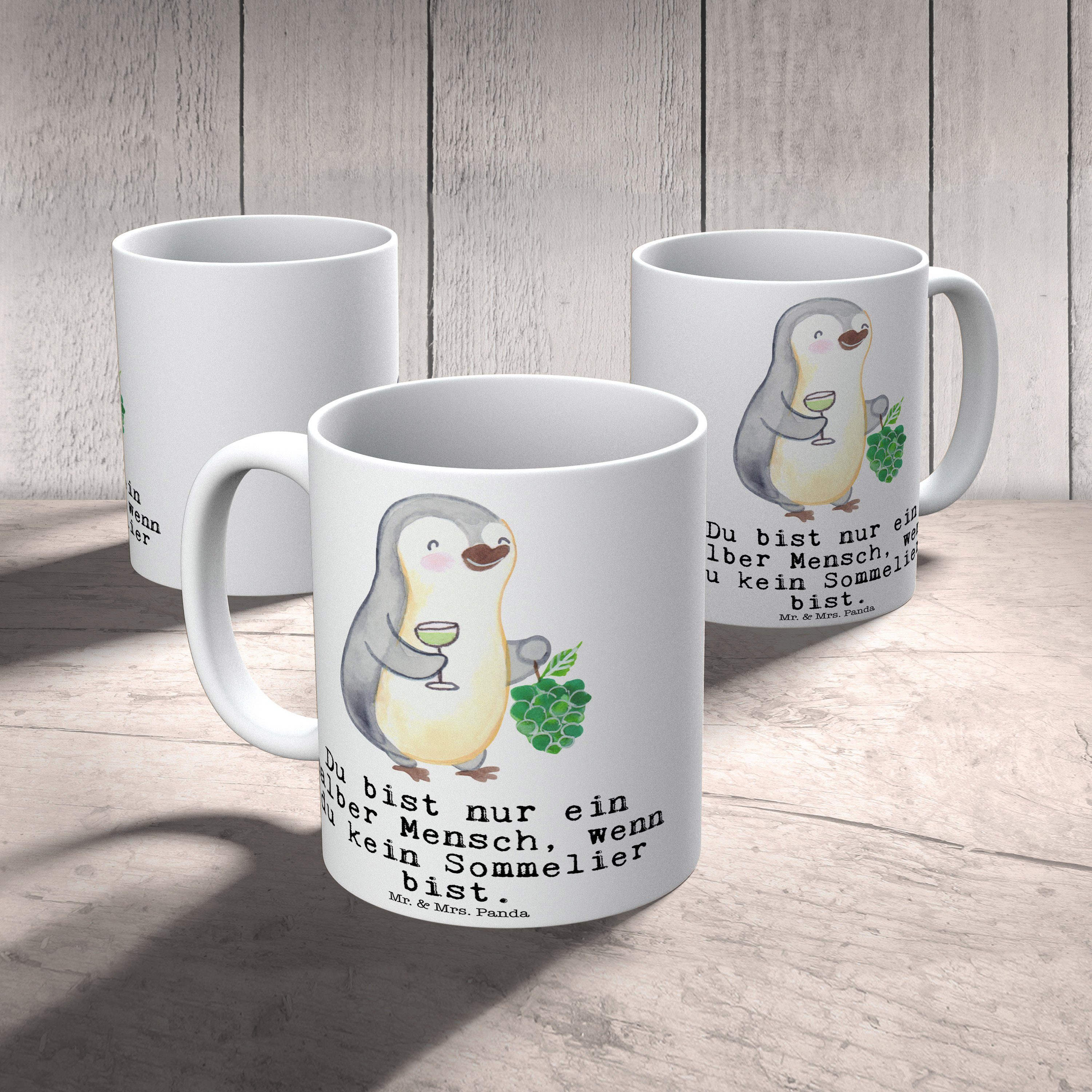 Mr. Panda Kaffeetasse, Weiß Herz Geschenk, Keramik & Sommelier mit Tasse Mrs. Danke, - - Kol, Becher,