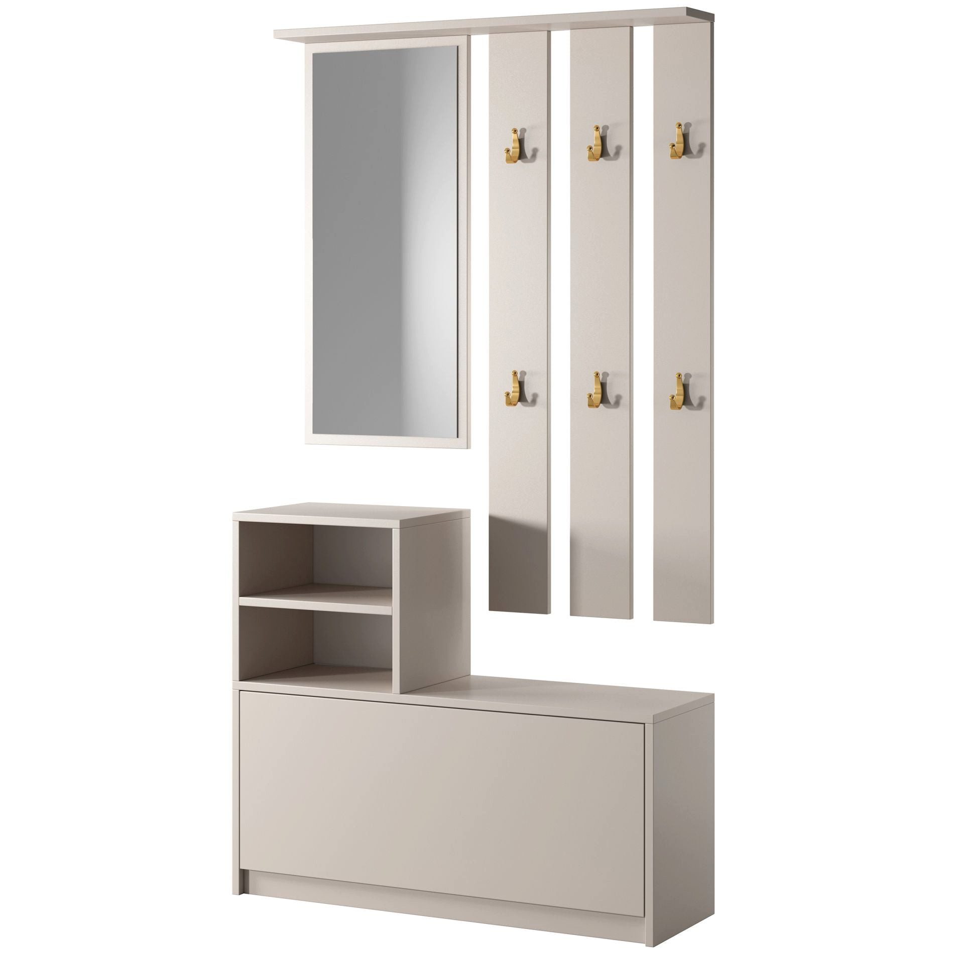 Selsey Garderoben-Set YESFIR, mit Schuhschrank, Spiegel und Wandpaneel mit Haken, 85 cm