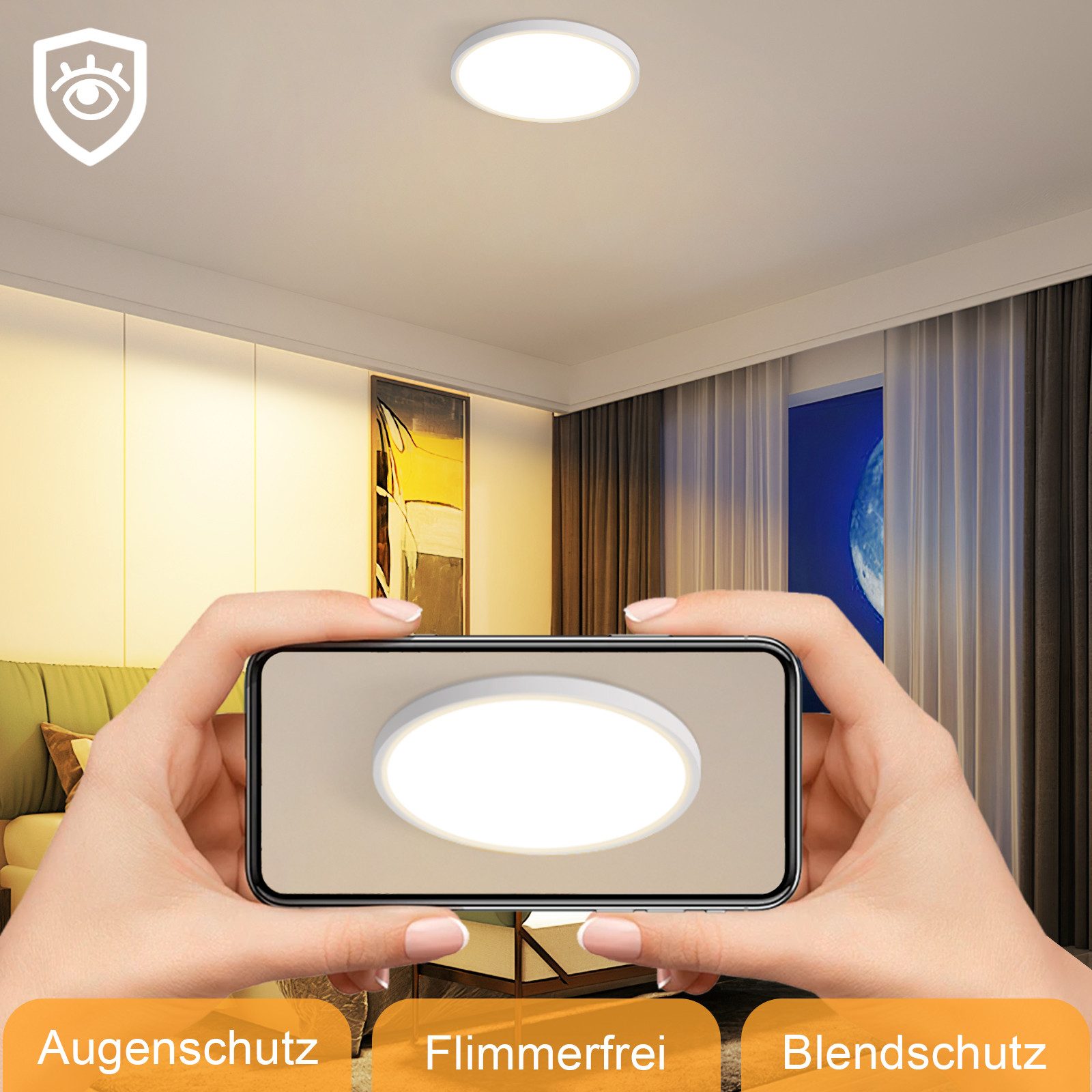 Nettlife LED Deckenleuchte Flach Schlafzimmer Schwarz günstig online kaufen