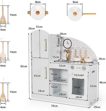 KOMFOTTEU Spielküche Kinderküche, mit Spielzubehör, für Kinder ab 3 Jahren