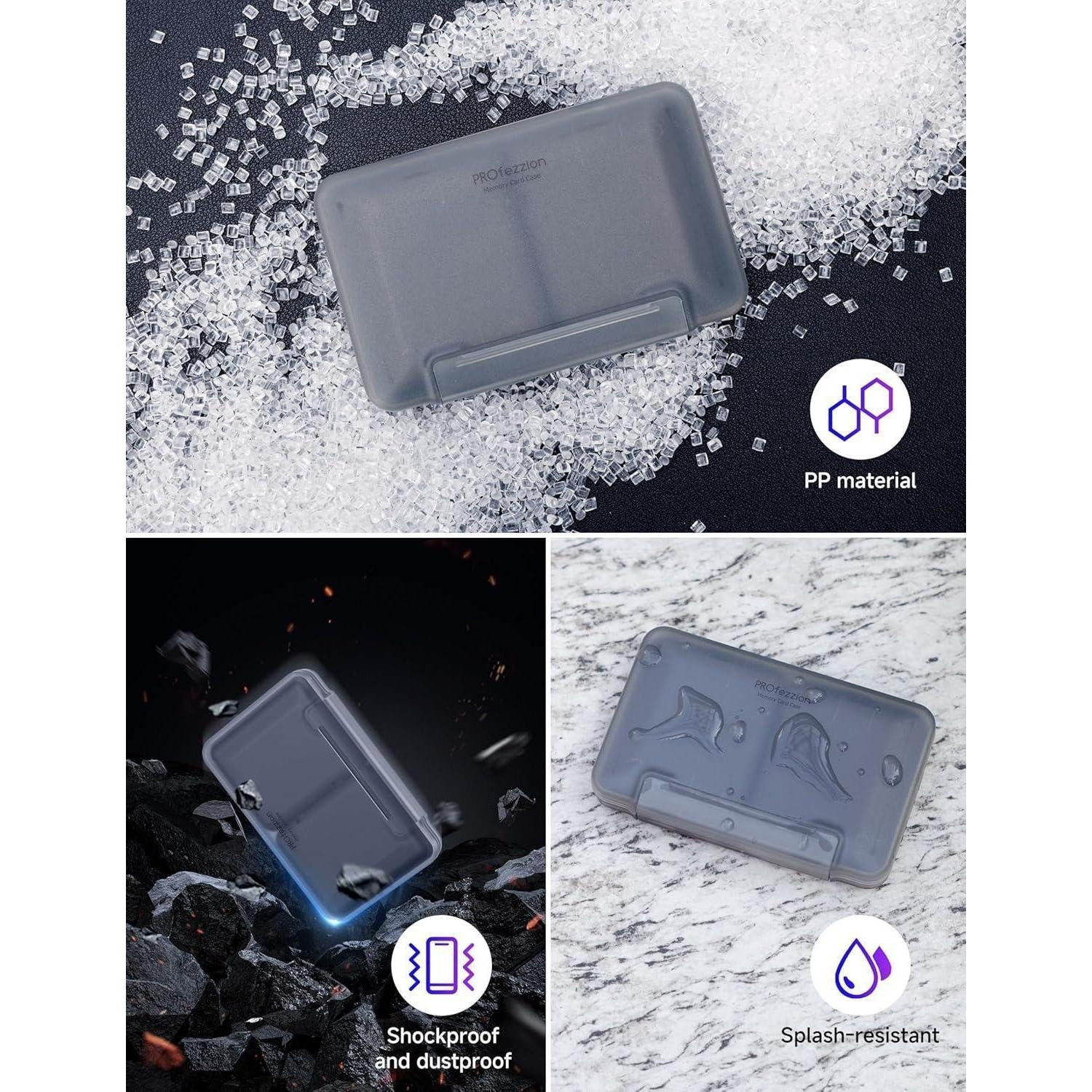LuxusKollektion Foto-Hülle Wasserdichte SD Karten Aufbewahrung Schutzbox für 8 SDHC SDXC Grau