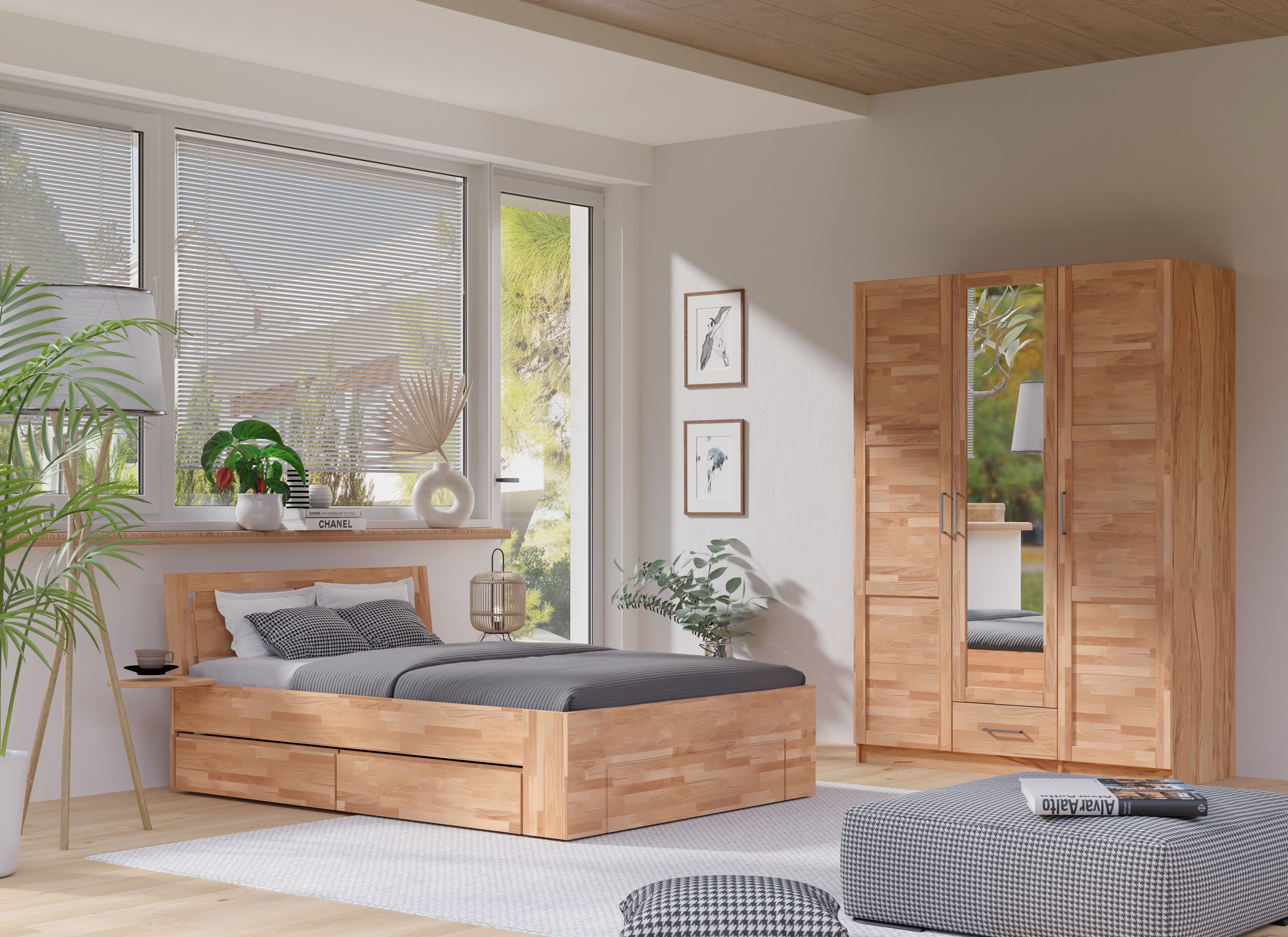 Home affaire Kleiderschrank "Sabrina, natürlicher Landhausstil, mit Innenau günstig online kaufen