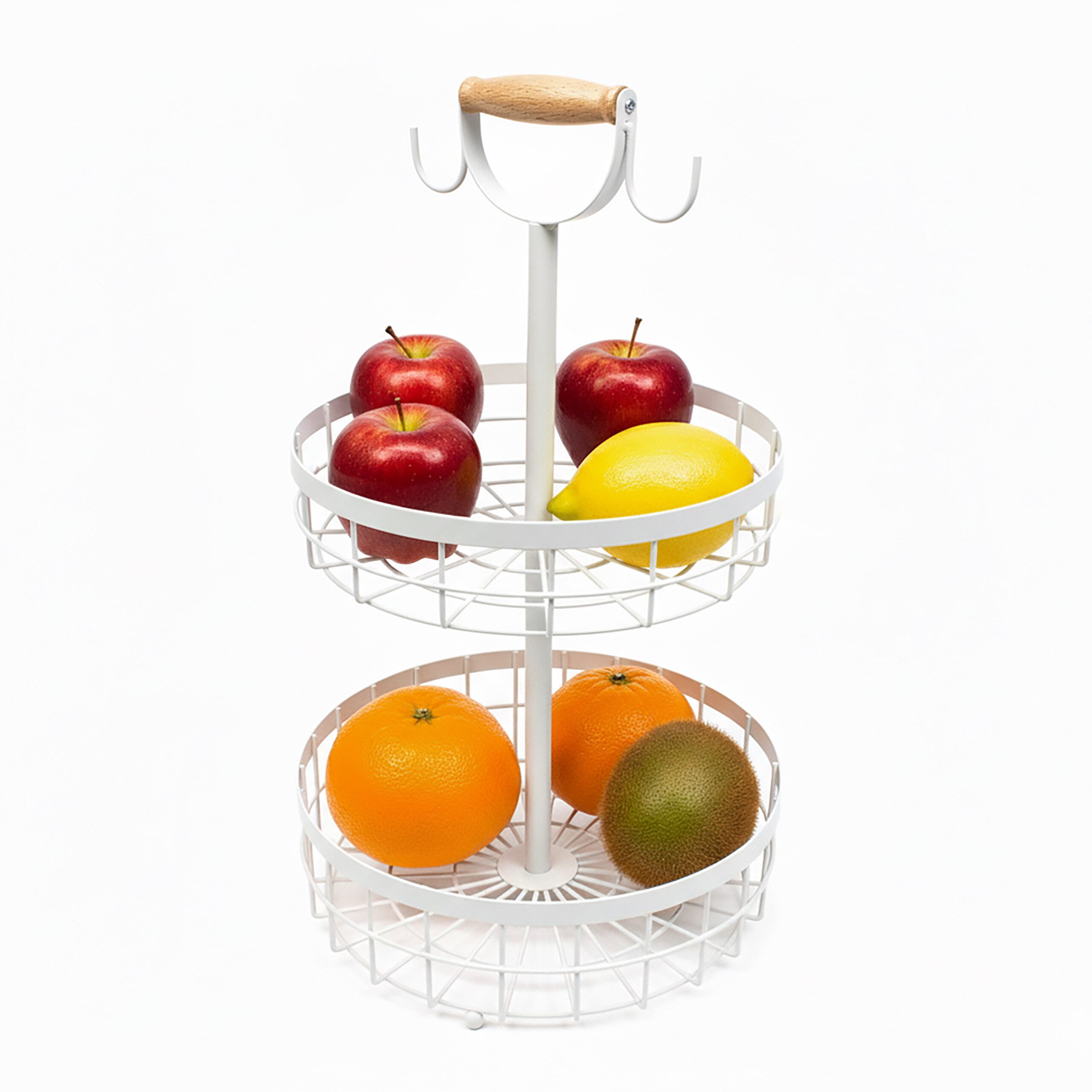 relaxdays Obstschale Obstkorb Etagere 2-stöckig, Eisen, weiß