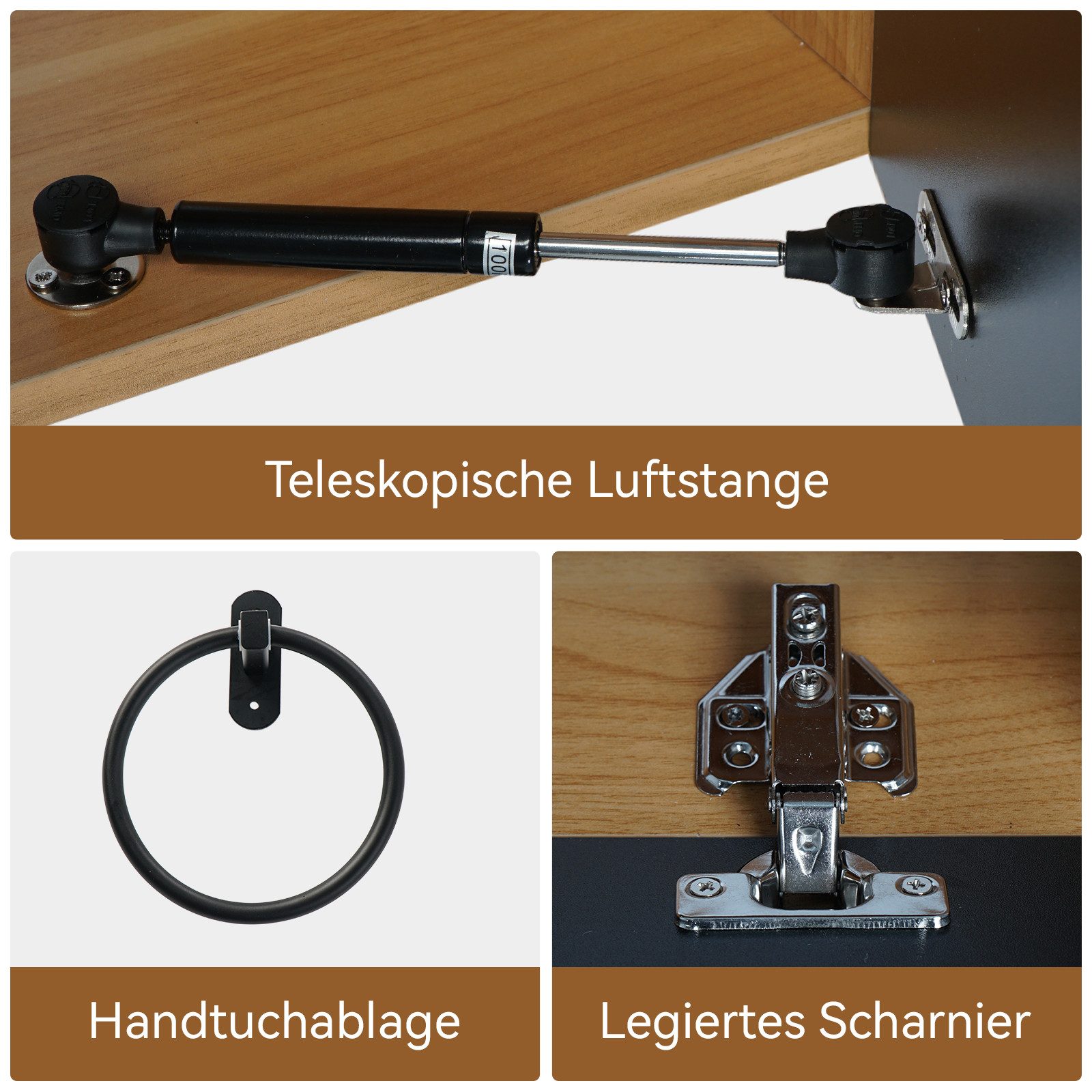 Puluomis Badezimmer-Set Waschbeckenunterschrank 60cm mit Waschbecken, (mit günstig online kaufen
