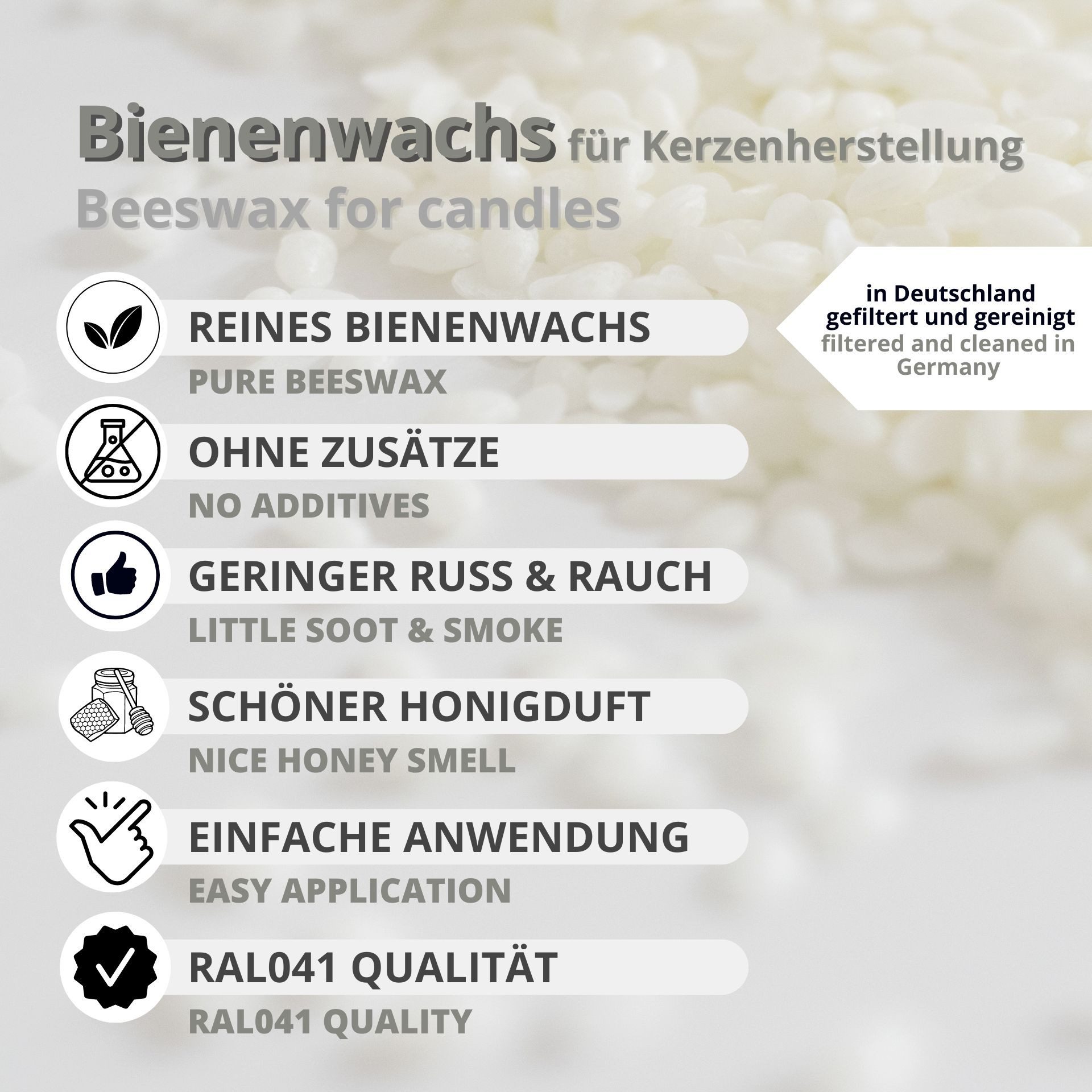 DistrEbution Bastelnaturmaterial Bienenwachs RAL weiß Pastillen Kerzenwachs