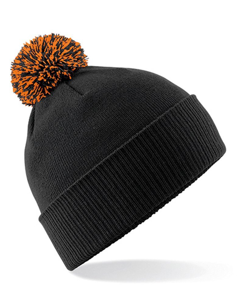 Goodman Design Bommelmütze Pompon Beanie Duales Design Mütze oder mit Strickmütze als Black/Orange Pudelmütze – Umschlag Slouch-Beanie