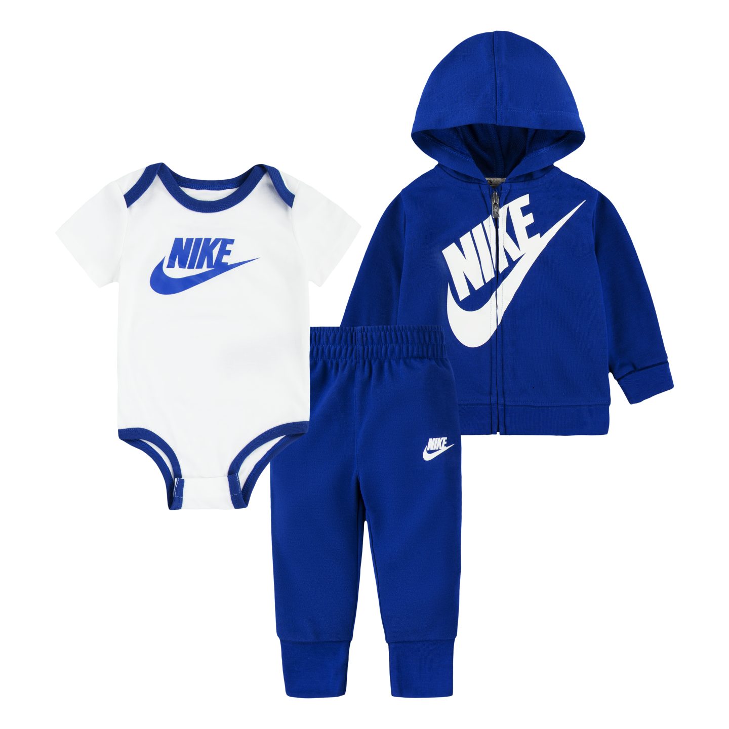 Nike Sportswear Erstausstattungspaket NKN 3PC FZ SET (Set) für Babys, 3-teiliges Set aus Body, Kapuzenjacke und Jogginghose