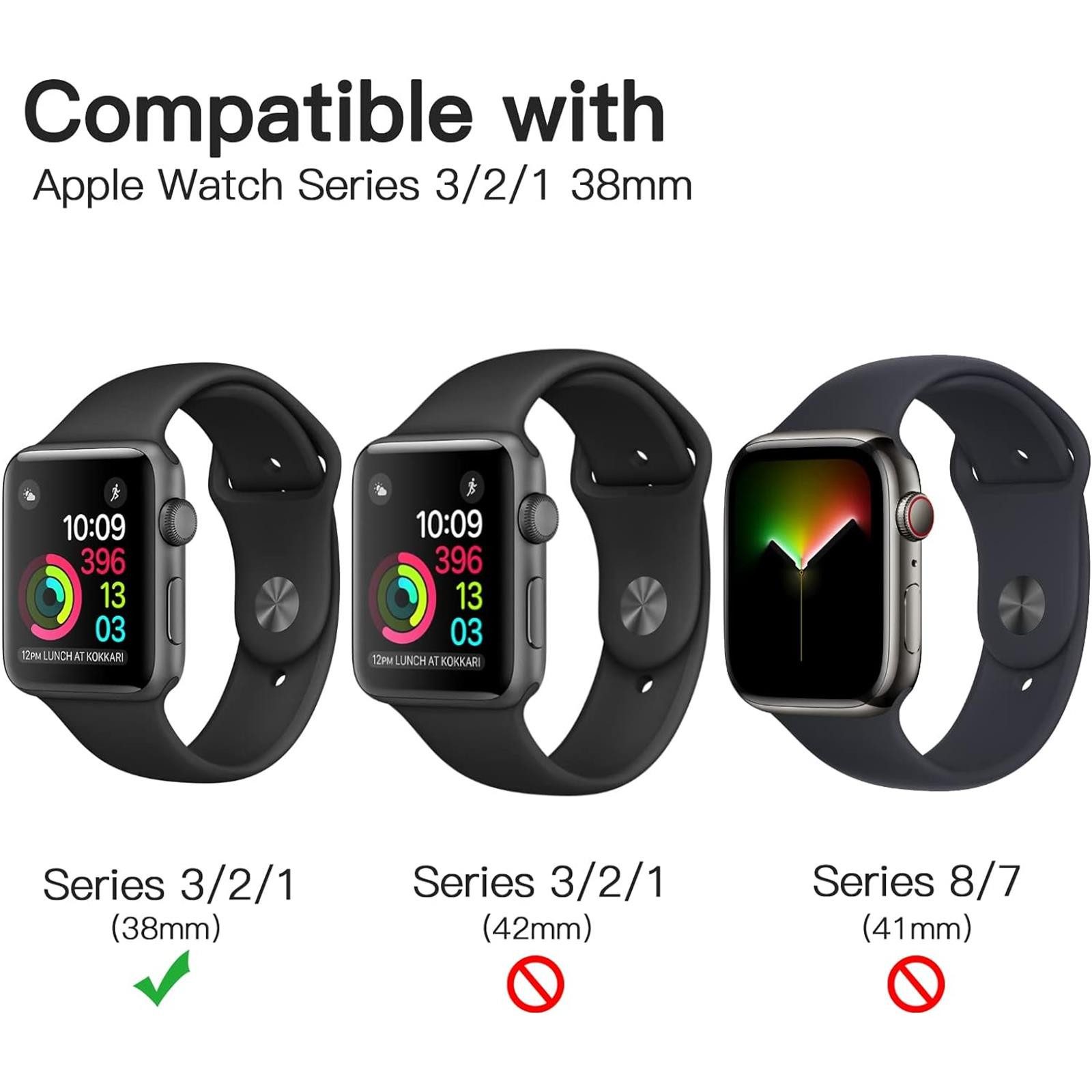 CoolGadget Smartwatch-Hülle Silikon Case Hülle für Apple Watch 1 2 3 mit 38mm 3,8 cm, Schutzhülle 38mm für Apple Watch Series 1 2 3