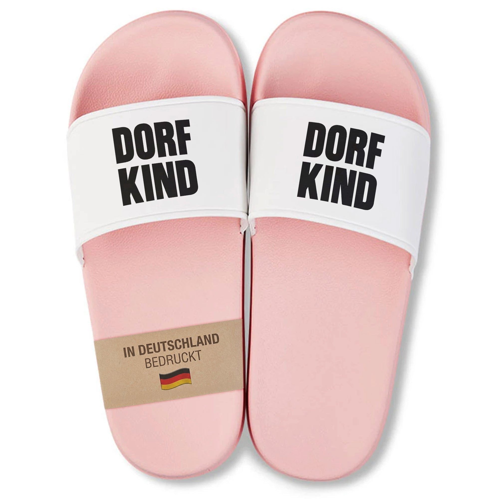 22Feels Dorfkind Badelatschen Damen Pink lustig Geschenk Sommer Urlaub Badepantolette IN DEUTSCHLAND BEDRUCKT