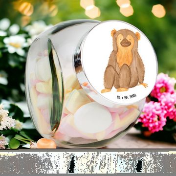Mr. & Mrs. Panda Vorratsglas XL 2000ml Affe - Weiß - Geschenk, Kaffeedose, Selbstliebe, Selbstbewu, Premium Glas, (1-tlg), Hochwertiger Druck