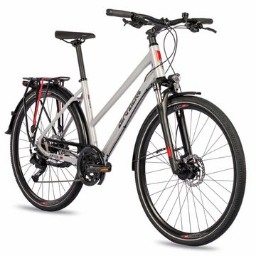 Airtracks Trekkingrad Damen Trekking Fahrrad 28 Zoll TR.2845L-C Trekkingrad, 18 Gang Shimano, Kettenschaltung, (NEW 2x9 Gang SHIMANO CUES RD-U3020 SHADOW), Silber - Rahmenhöhen 48 cm & 52 cm » Modeljahr 2024 «