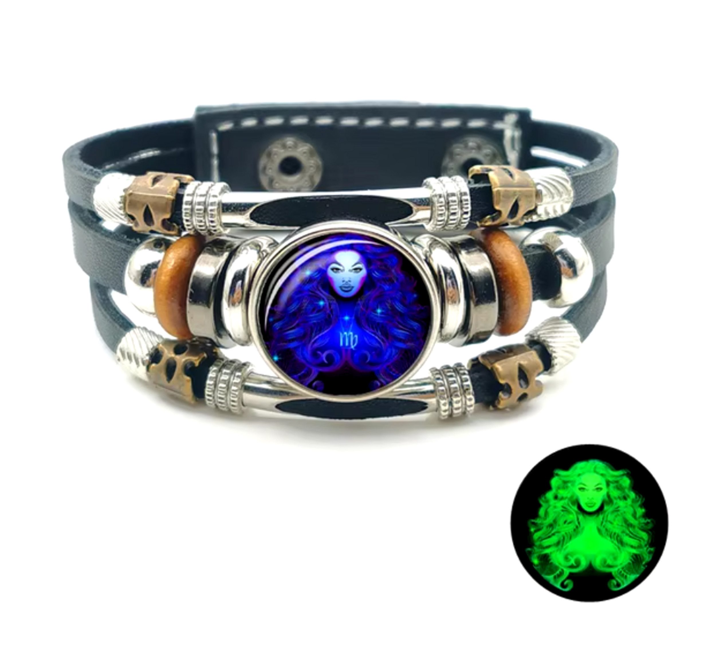Stelby Armband mit Gravur Armband Sternzeichen Jungfrau mit 3D Gravur im Glas (Weihnachtsgeschenk, Geburtstagsgeschenk, Valentinstaggeschenk, modern, minimalistisch), langlebig, pflegeleicht, unisex