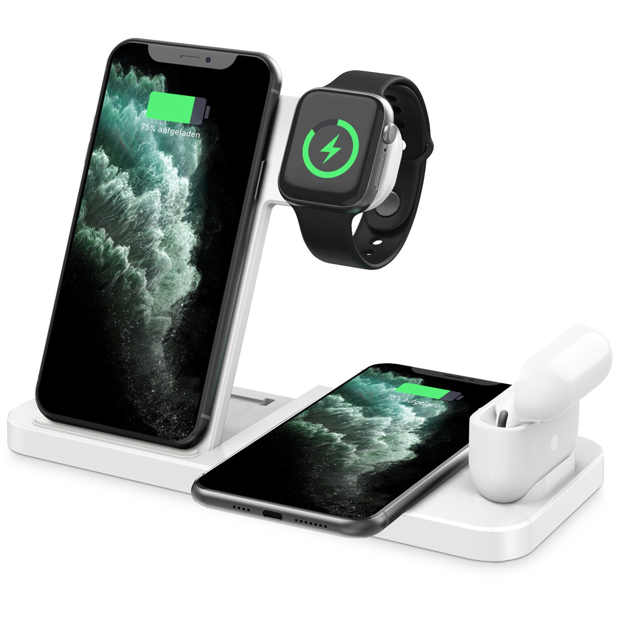 Ladestation, 4 in 1 Induktive Ladegerät, Wireless Charger Induktions-Ladegerät