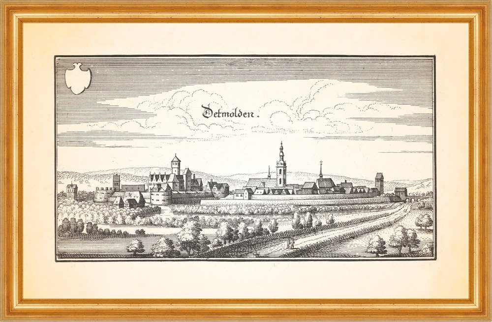 Kunstdruck Detmolden Detmold Fürstliches Residenzschloss Erlöserkirche Merian 027