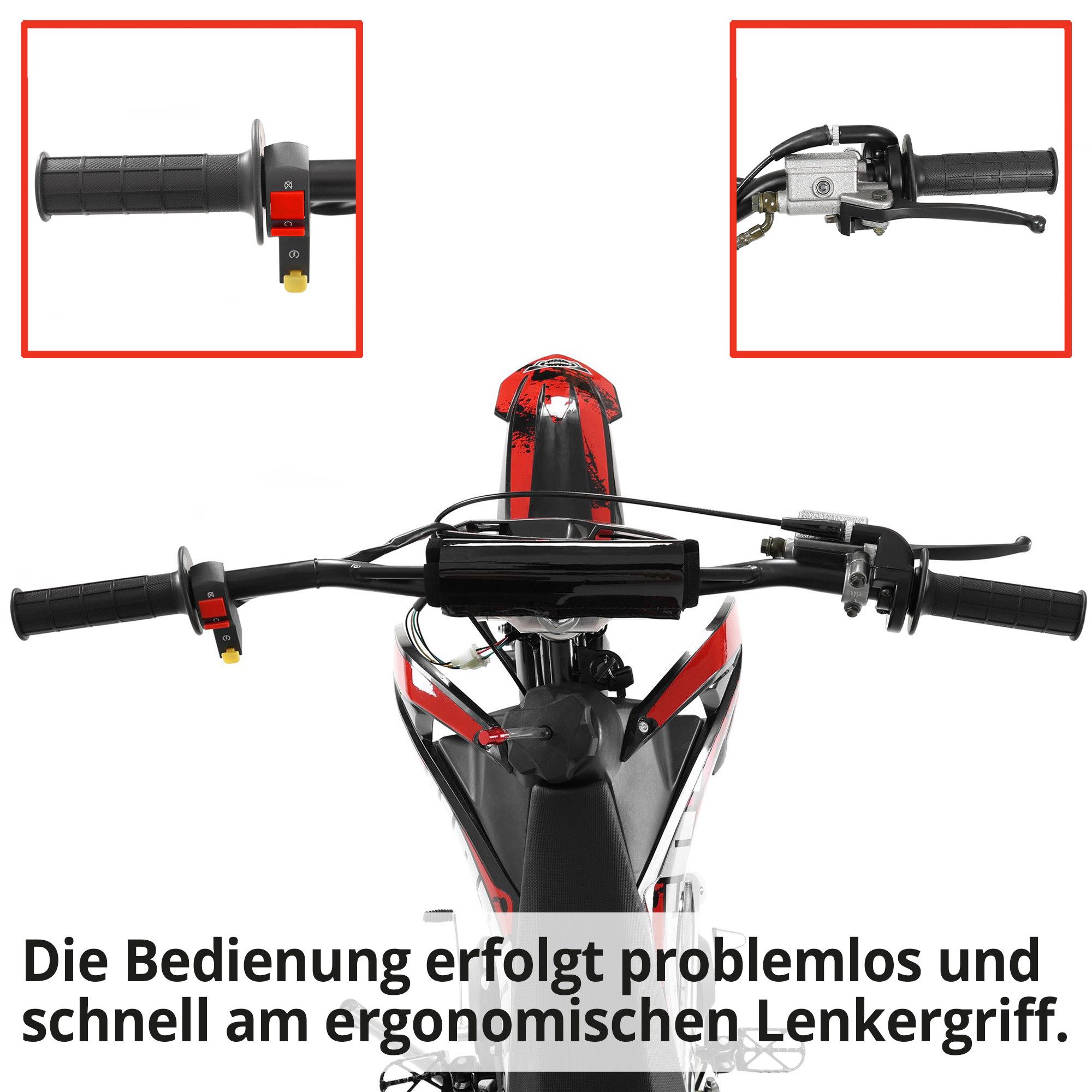 Hecht Elektro-Kindermotorrad 51125 Red 125 ccm Benzin 4-Takt Dirtbike Crossbike Offroad, Scheibenbremsen hydraulisch, Elektrostart, Federung verstellbar