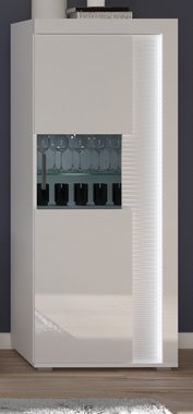 xonox.home Stauraumvitrine Skylight (Midischrank in weiß Hochglanz, 60 x 148 cm) inklusive LED Frontbeleuchtung
