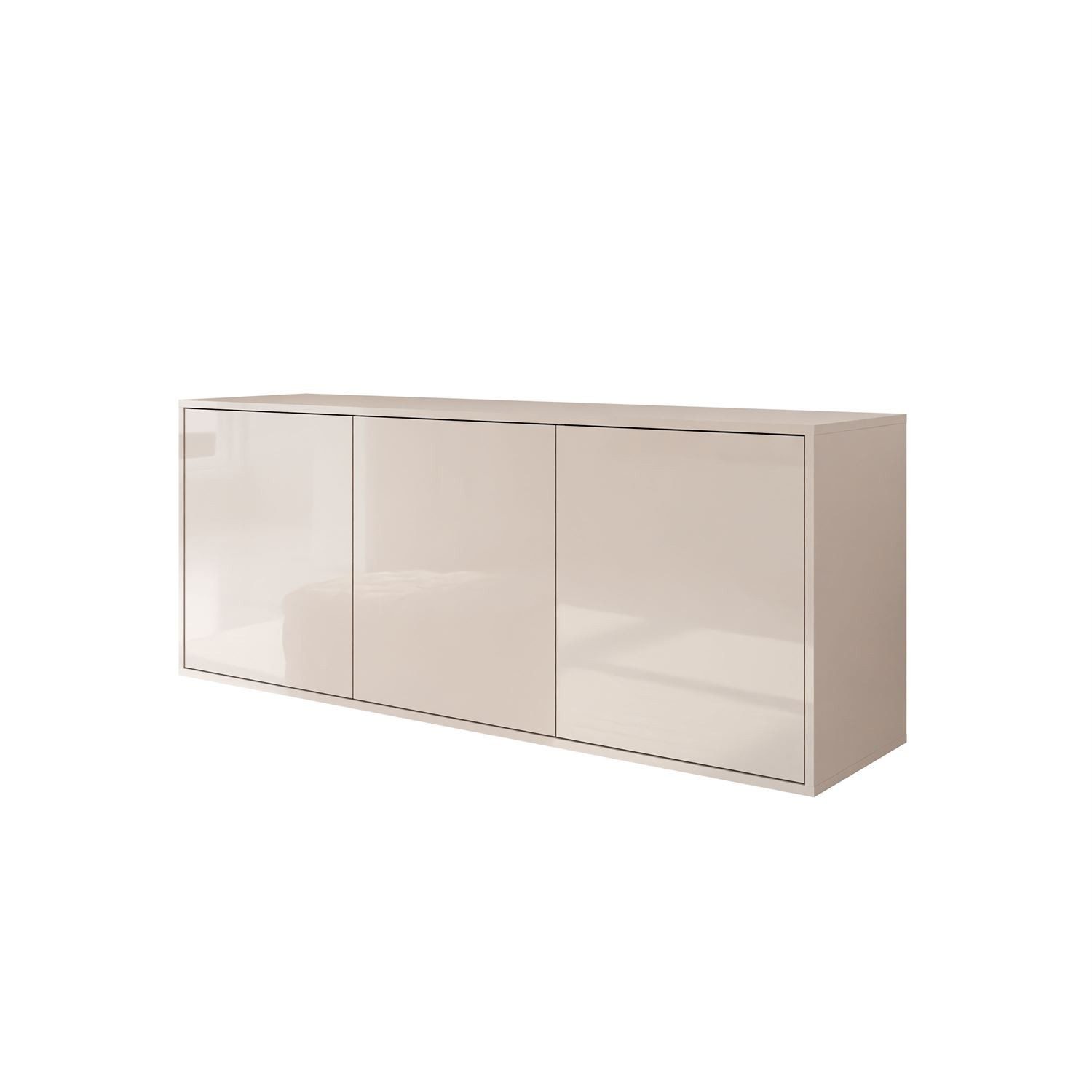 ALLHOUSE24 Kommode MANDY Dreitürige Kommode in Hochglanz Sideboard Kaschmir Weiß, Breite: 154 cm