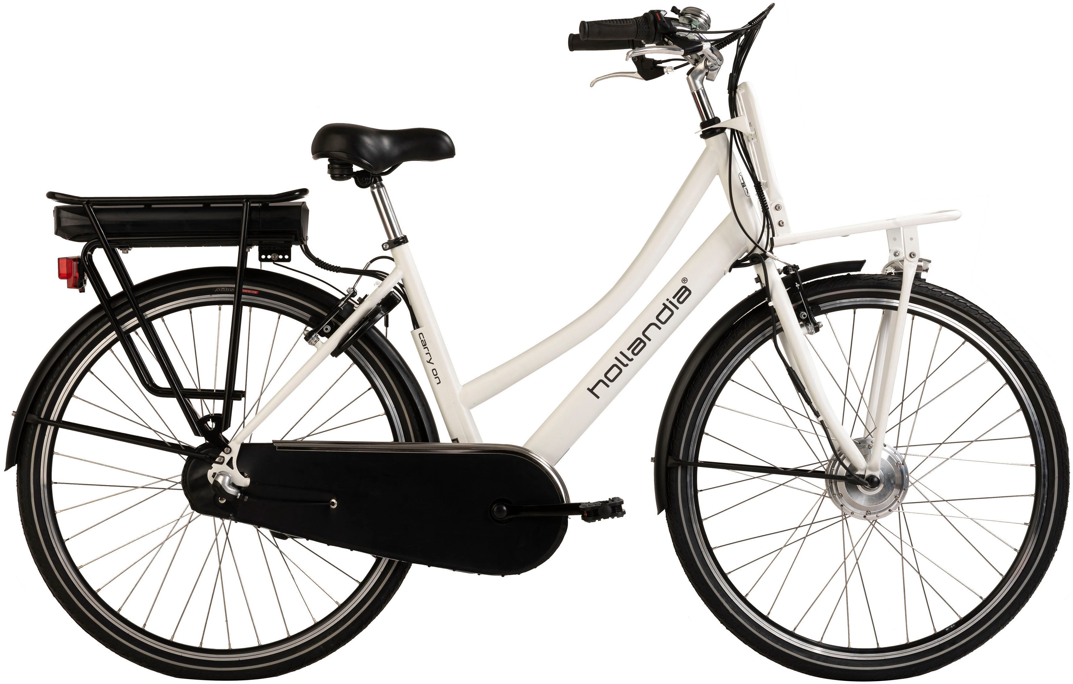 Hollandia E-Bike Carry One, 3 Gang Shimano Nexus Schaltwerk, Nabenschaltung, Frontmotor, 468 Wh Akku, Pedelec, Elektrofahrrad für Damen, Cityrad